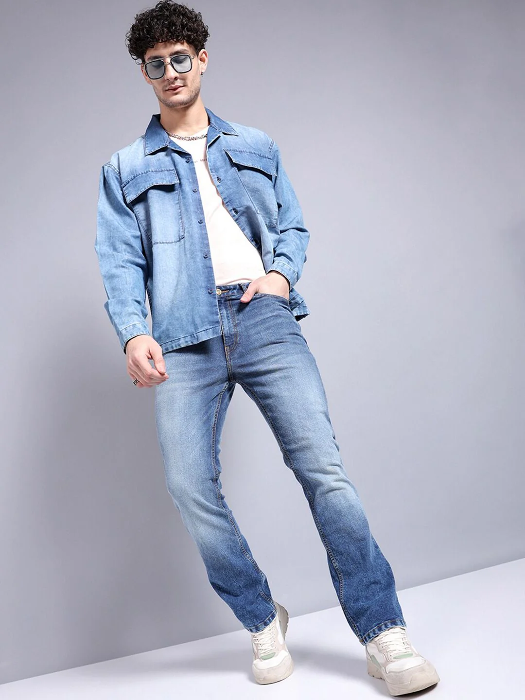 The Indian Garage Co Men Blue Bootcut Mid-Rise Clean Look Stretchable Jeans - Image 5