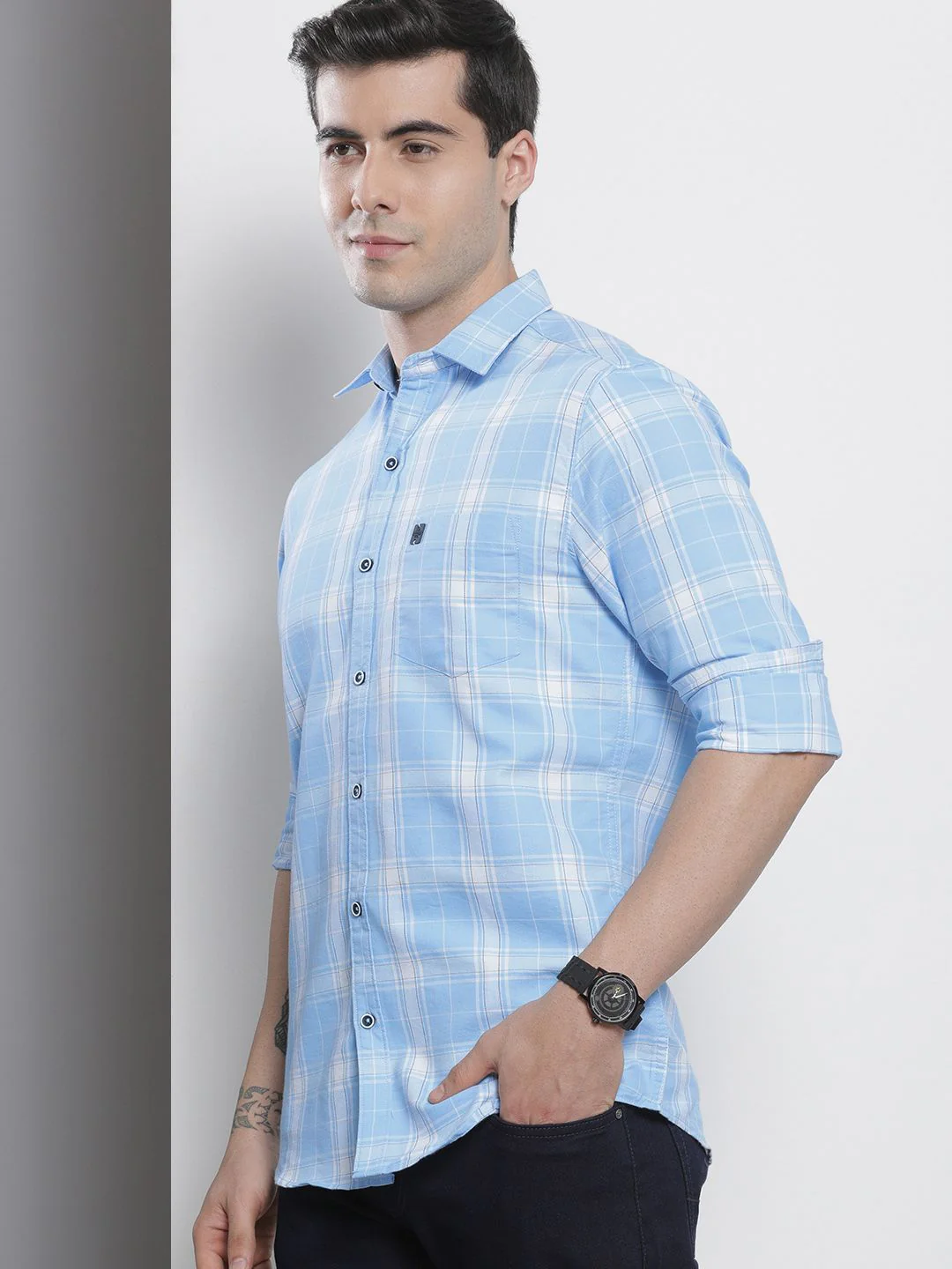 The Indian Garage Co Men Blue Checked Casual Shirt - Image 5