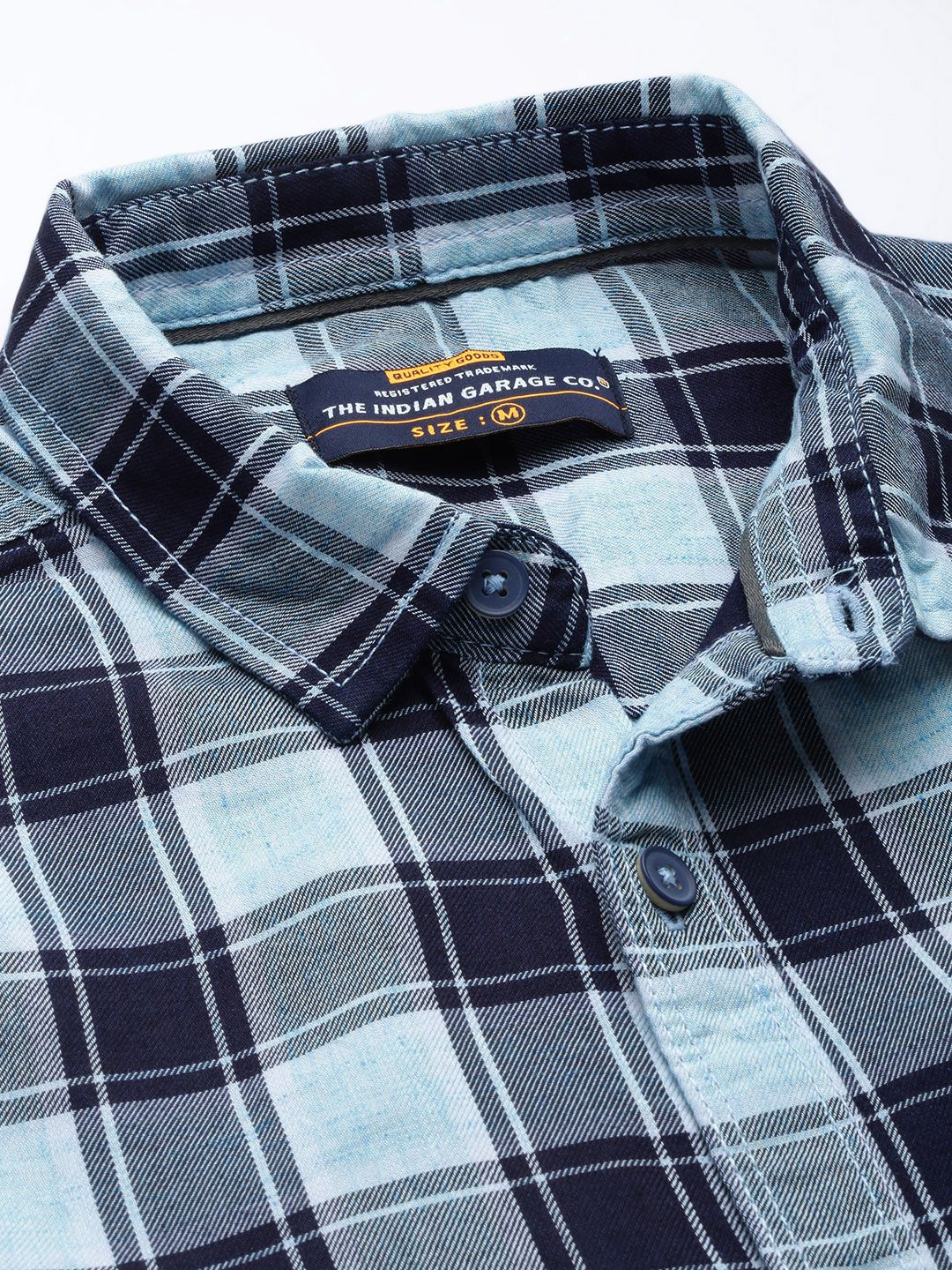 The Indian Garage Co Men Blue Cotton Checked Casual Shirt - Image 2