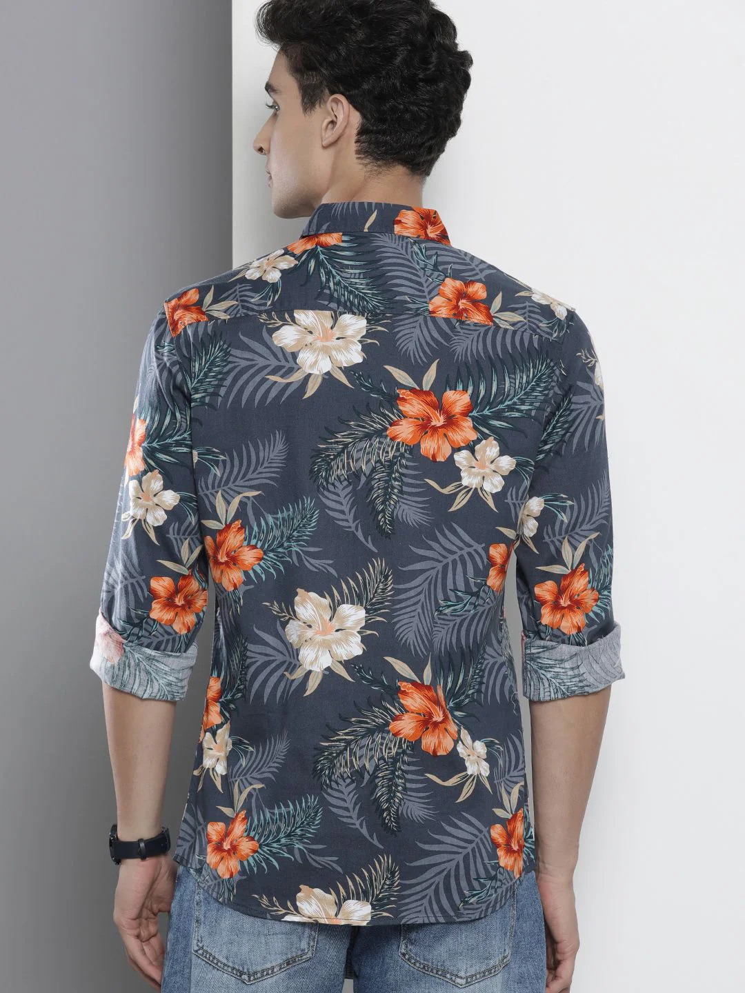 The Indian Garage Co Men Blue Cotton Classic Printed Casual Shirt - Image 4