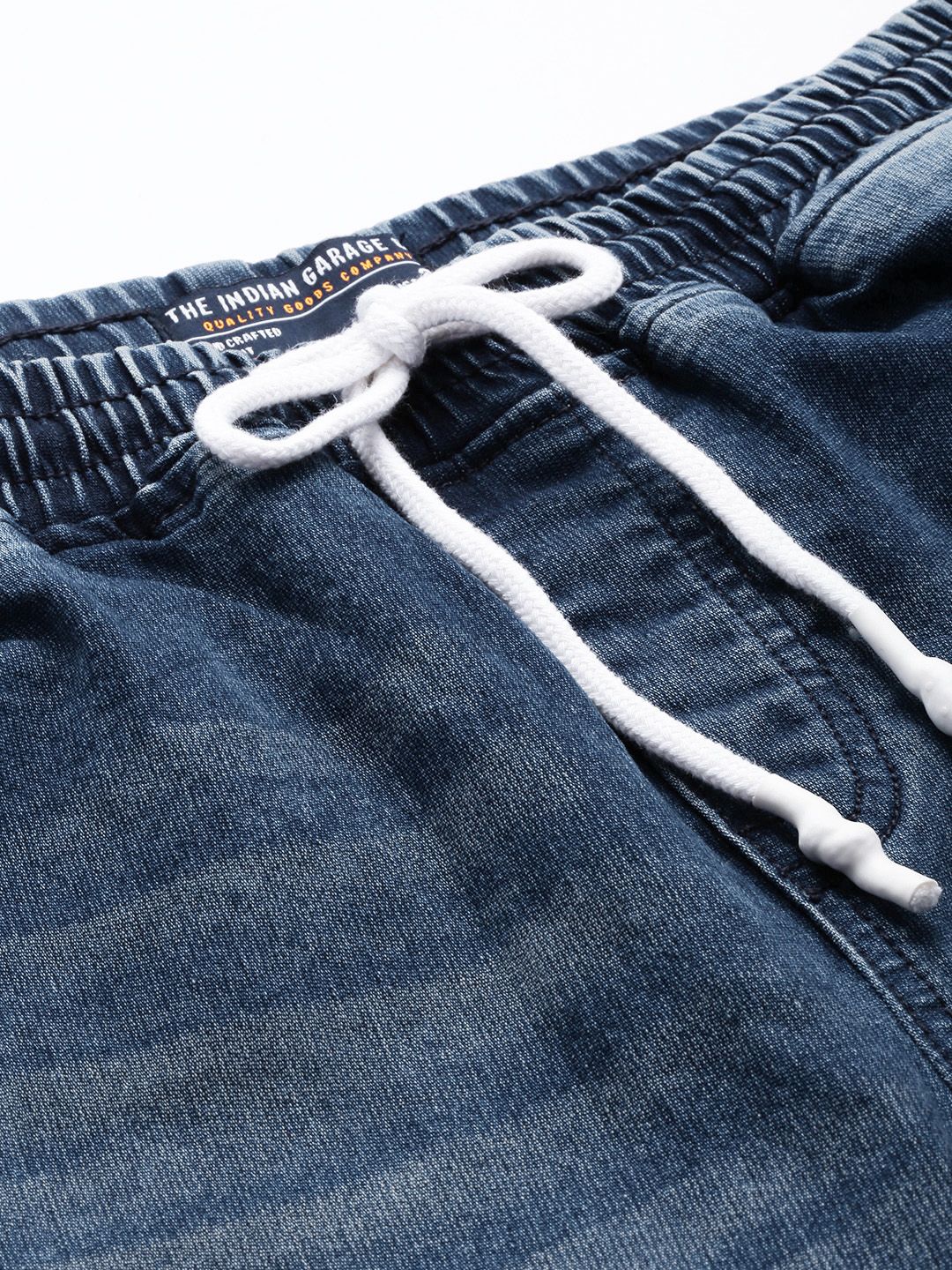 The Indian Garage Co Men Blue Cropped Jogger Heavy Fade Jeans - Image 4