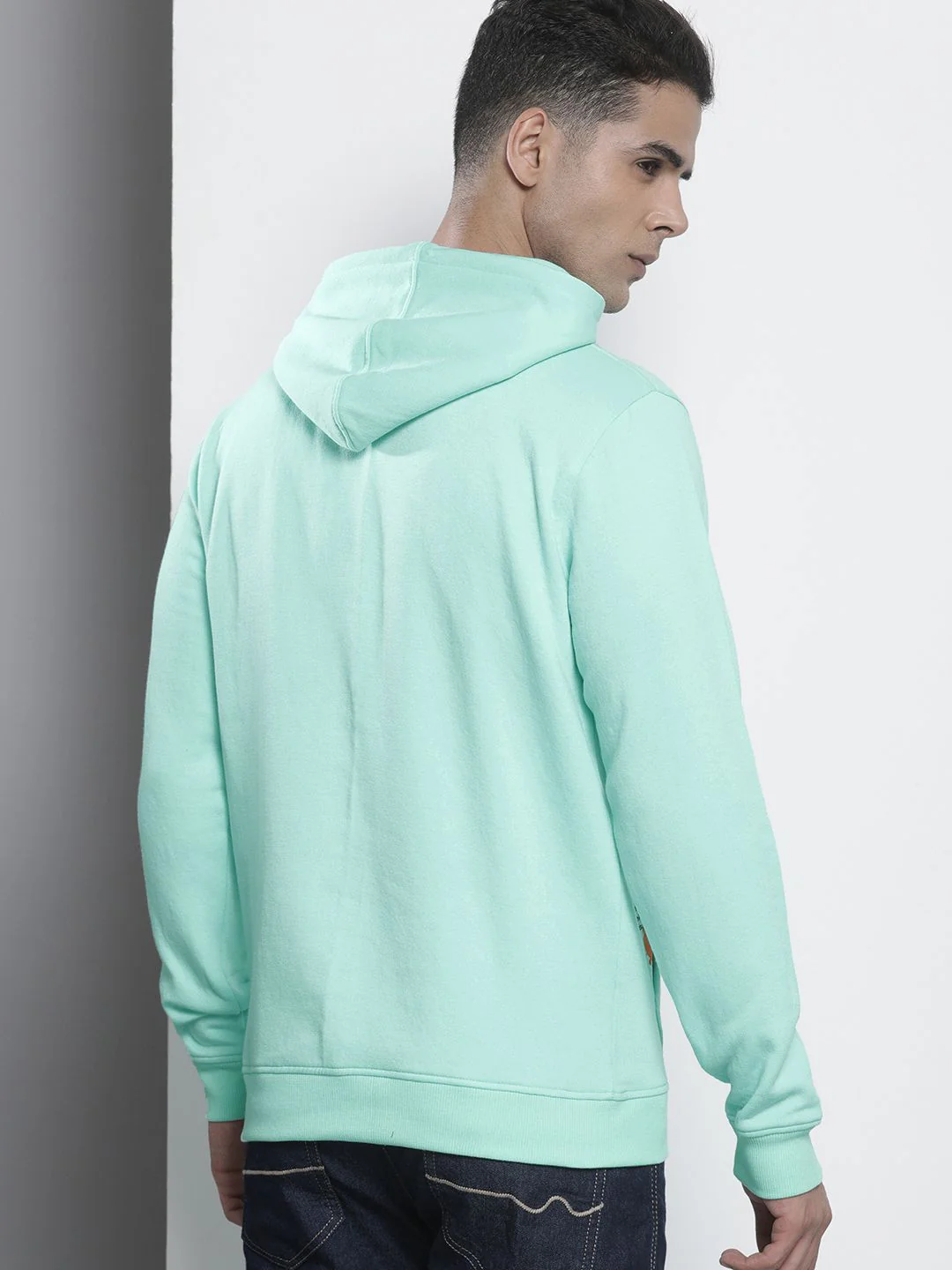 The Indian Garage Co Men Blue Printed Hooded Sweatshirt - Image 5