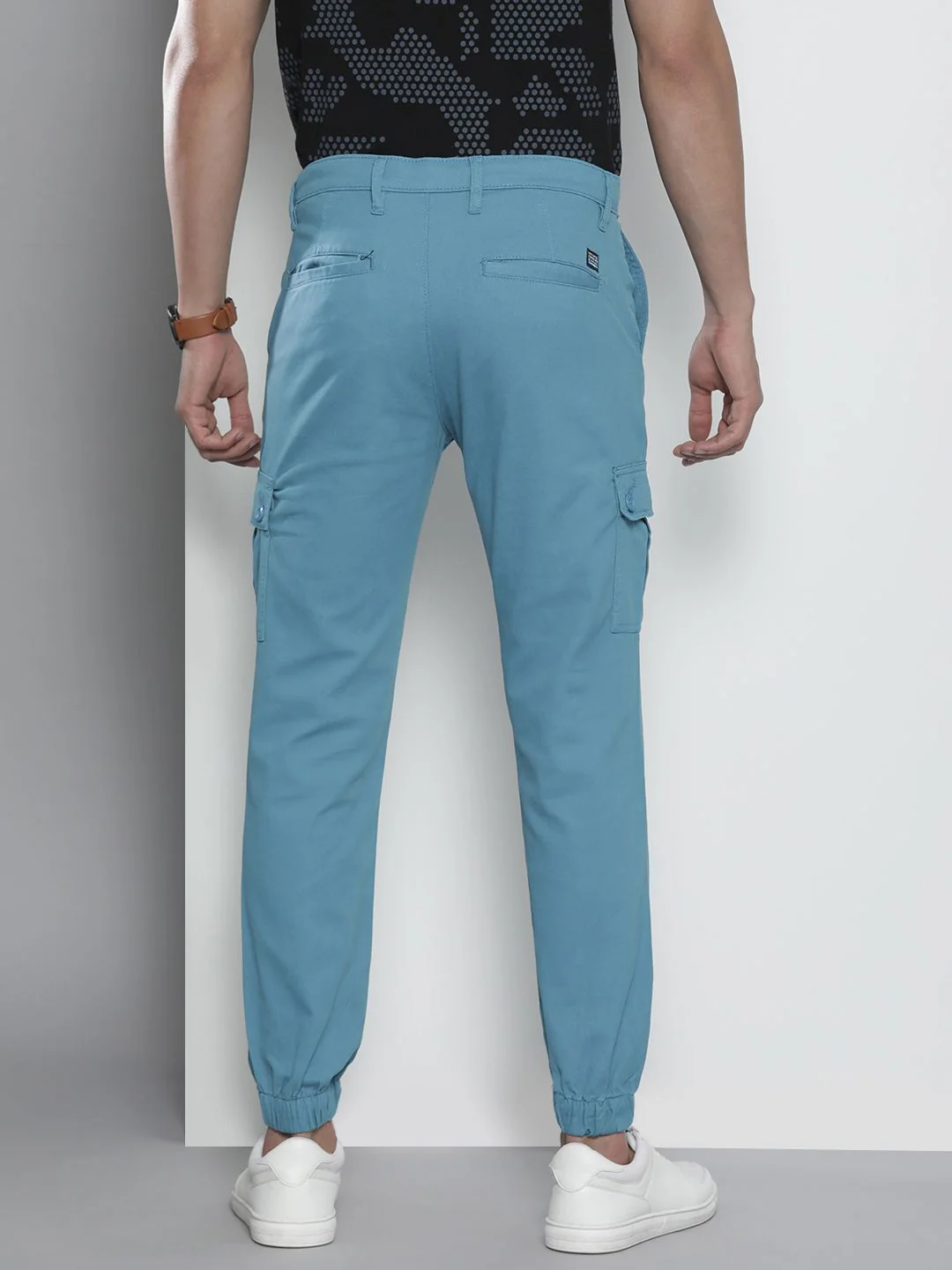 The Indian Garage Co Men Blue Slim Fit Cargos Trousers - Image 3