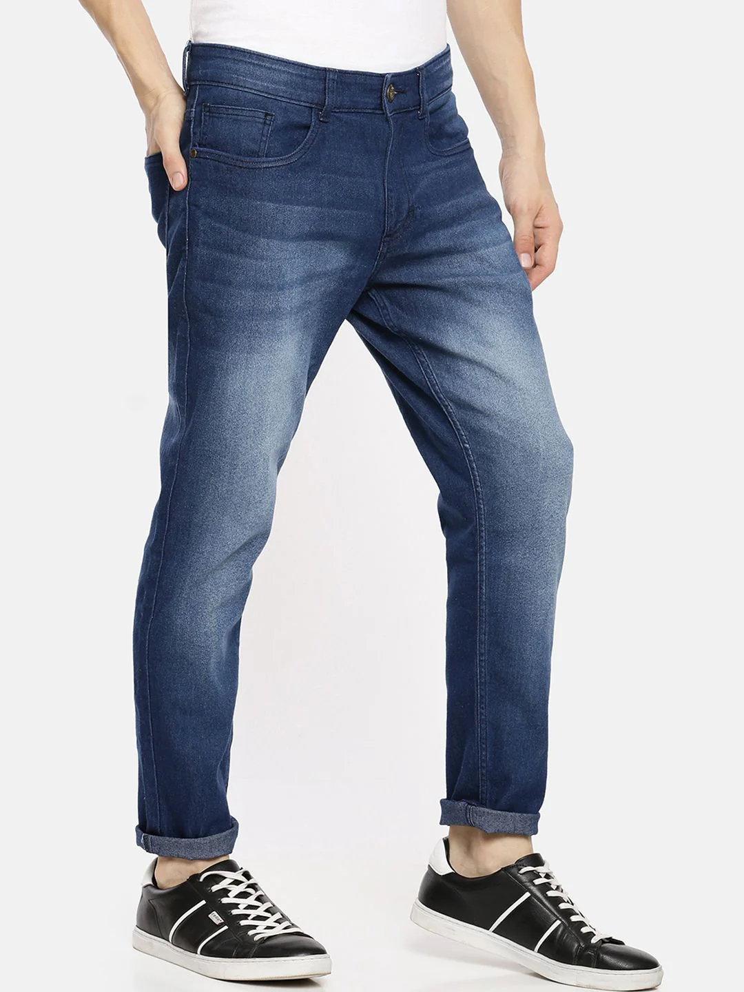 The Indian Garage Co Men Blue Slim Fit Heavy Fade Jeans - Image 2