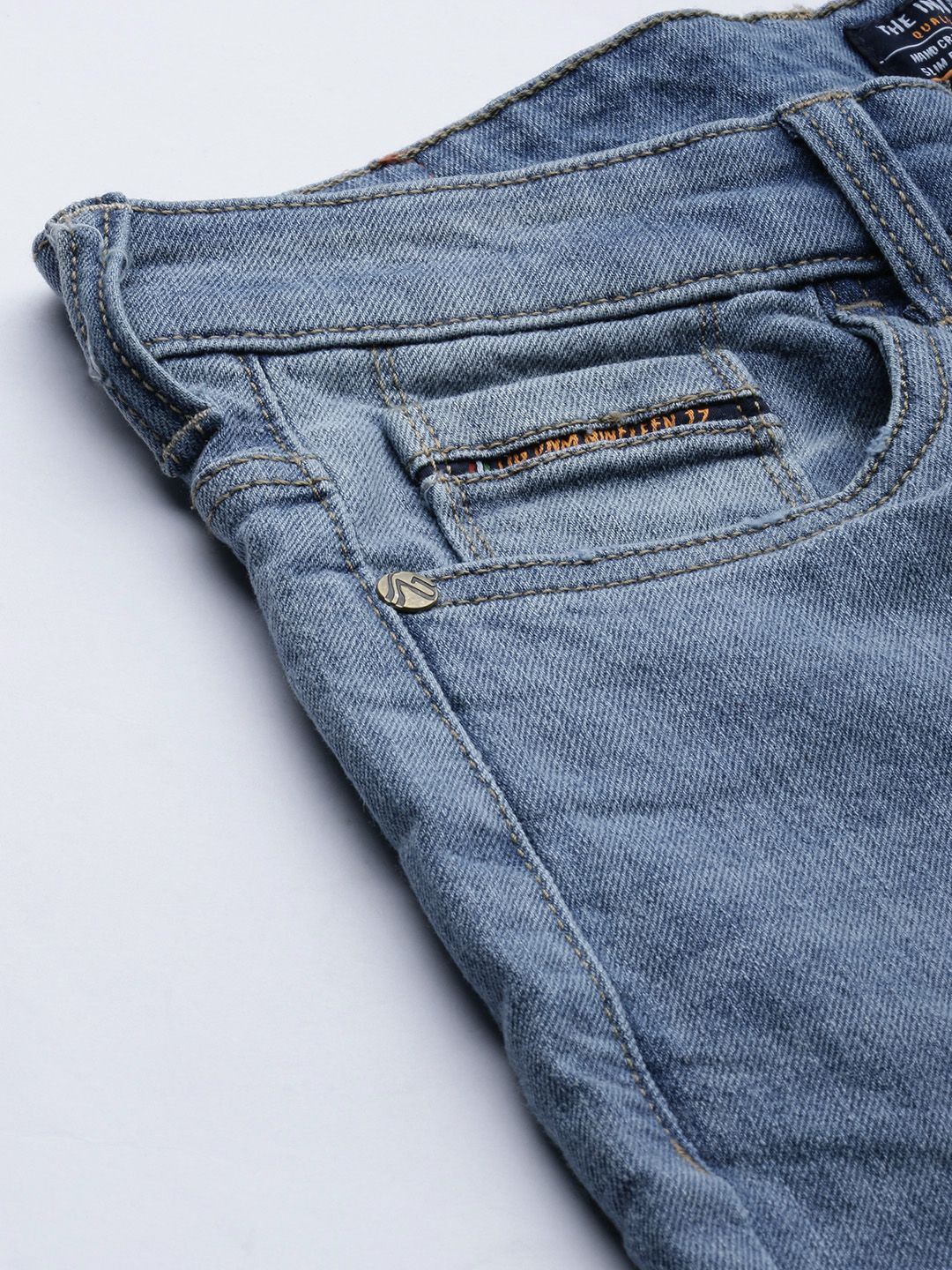 The Indian Garage Co Men Blue Slim Fit Heavy Fade Stretchable Jeans - Image 6