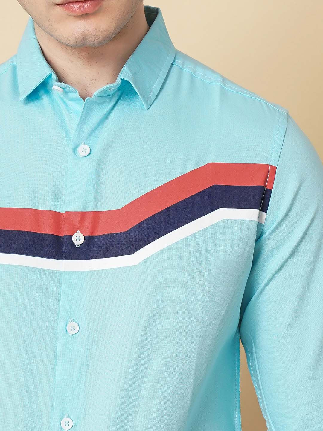 The Indian Garage Co Men Blue Slim Fit Horizontal Striped Casual Shirt - Image 2