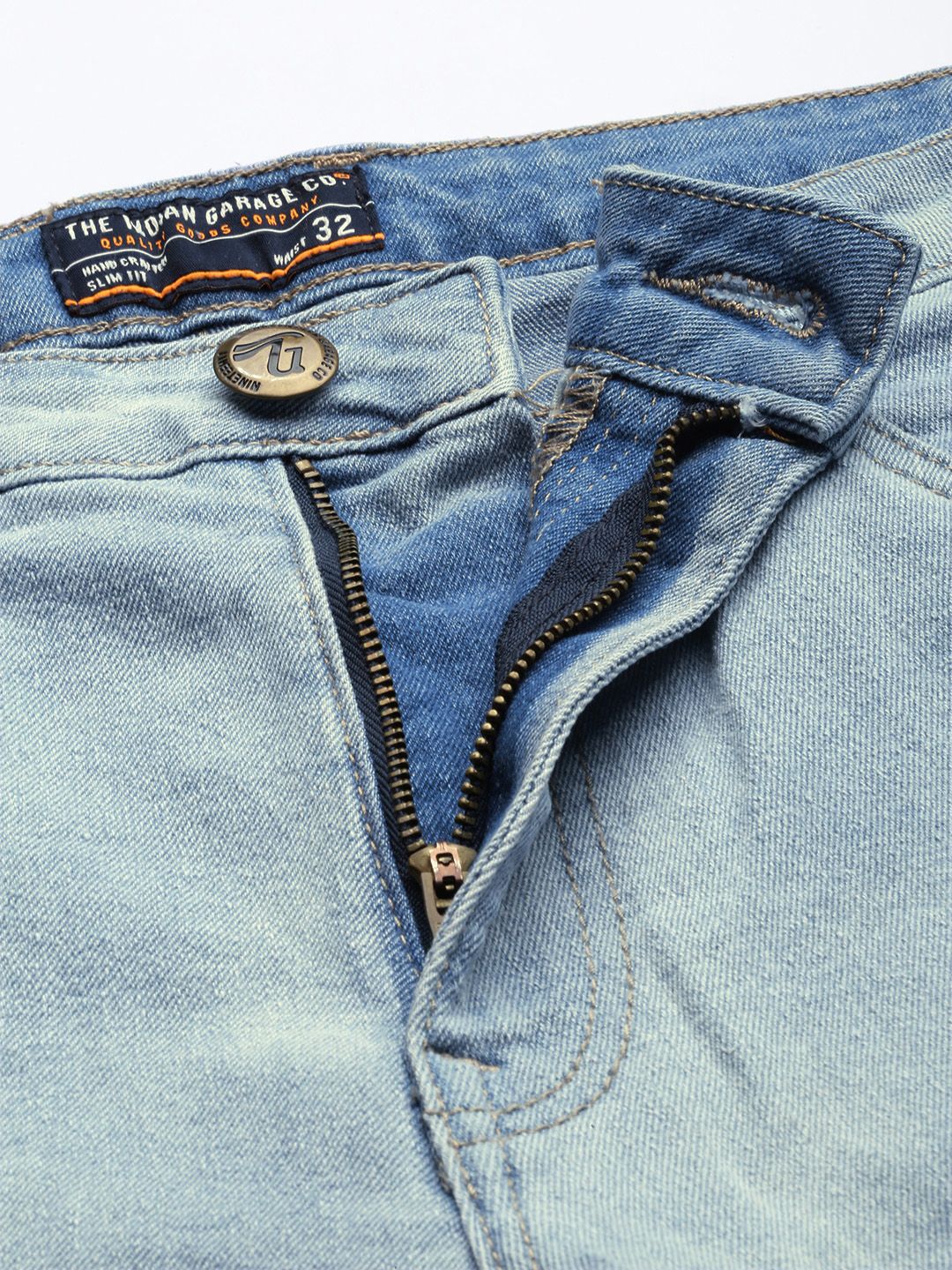 The Indian Garage Co Men Blue Slim Fit Light Fade Acid Wash Stretchable Jeans - Image 4