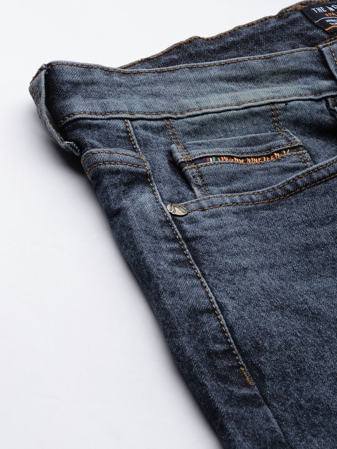 The Indian Garage Co Men Blue Slim Fit Light Fade Stretchable Jeans - Image 6