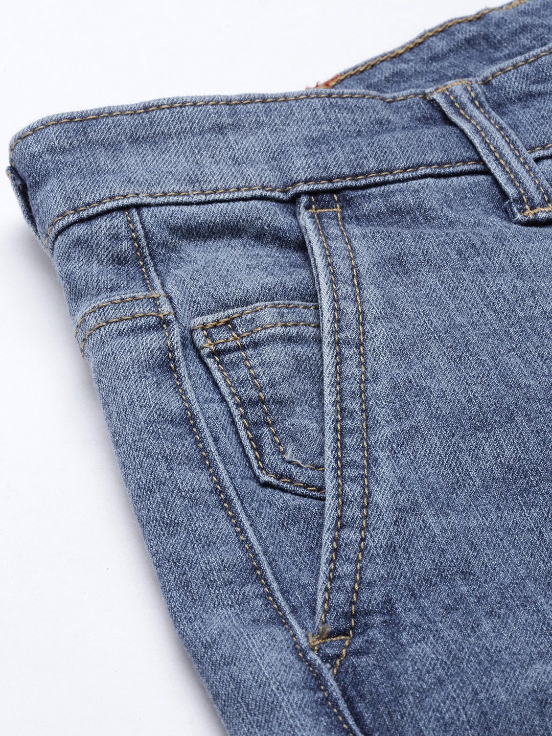 The Indian Garage Co Men Blue Slim Fit Light Fade Stretchable Jeans - Image 6