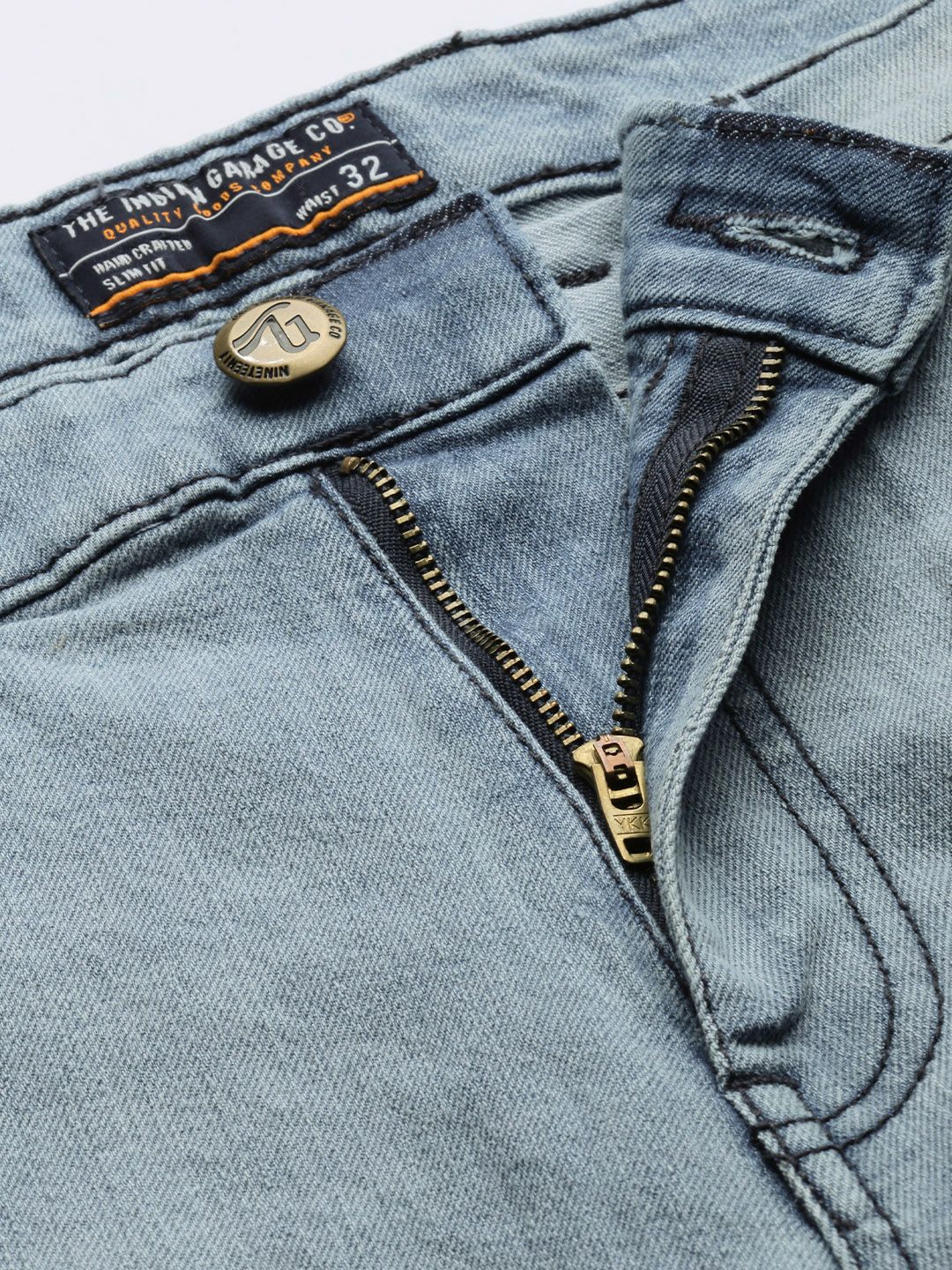The Indian Garage Co Men Blue Slim Fit Light Fade Stretchable Jeans - Image 4