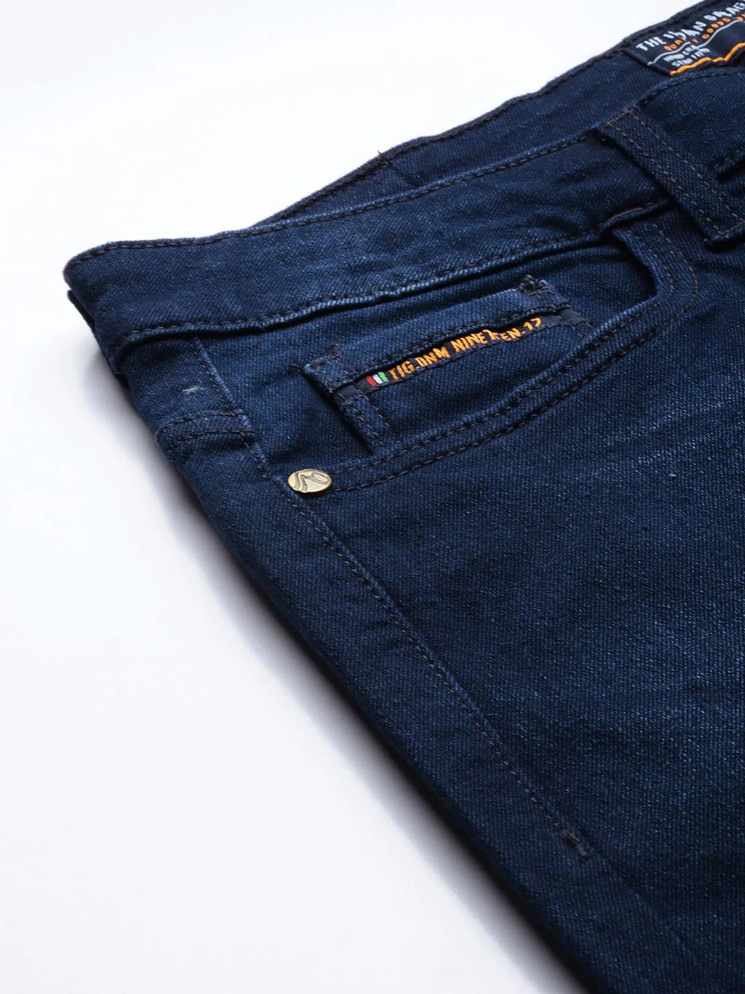 The Indian Garage Co Men Blue Slim Fit Light Fade Stretchable Jeans - Image 6