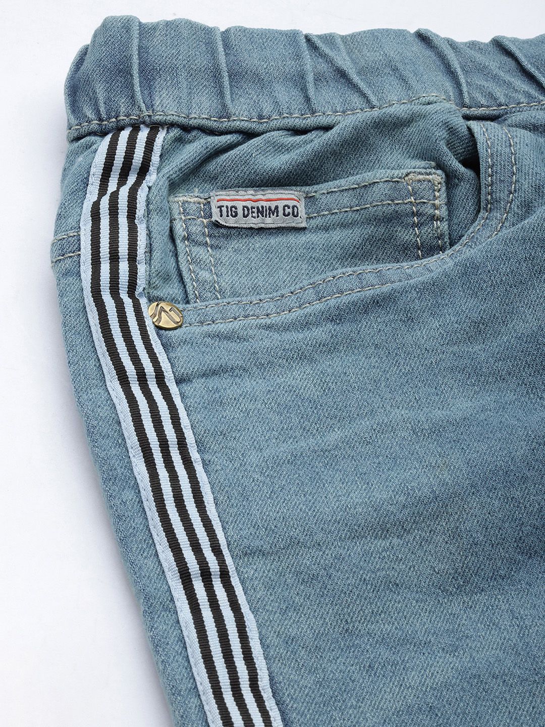 The Indian Garage Co Men Blue Slim Fit Light Fade Stretchable Jogger Jeans - Image 6