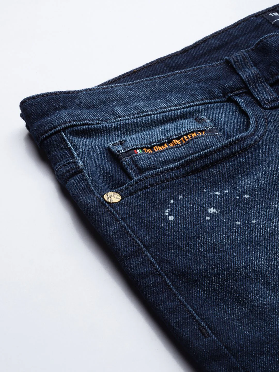 The Indian Garage Co Men Blue Slim Fit Low Distress Light Fade Stretchable Jeans - Image 6