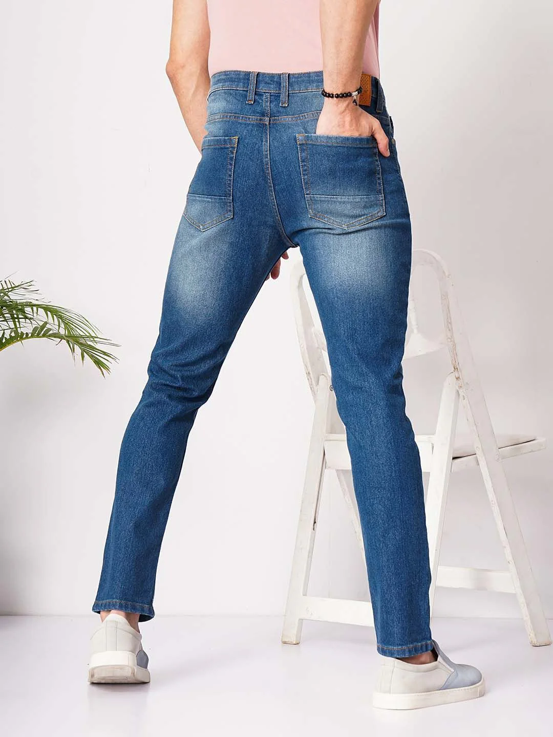 The Indian Garage Co Men Blue Slim Fit Low-Rise Clean Look Stretchable Jeans - Image 5
