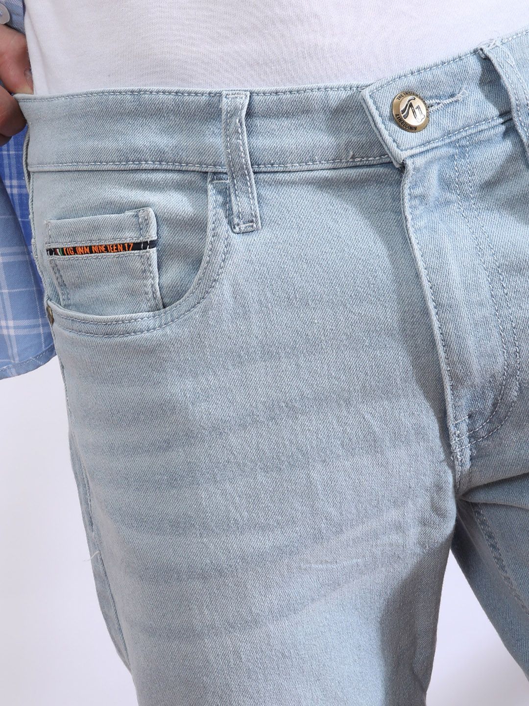 The Indian Garage Co Men Blue Slim Fit Low-Rise Clean Look Stretchable Jeans - Image 5
