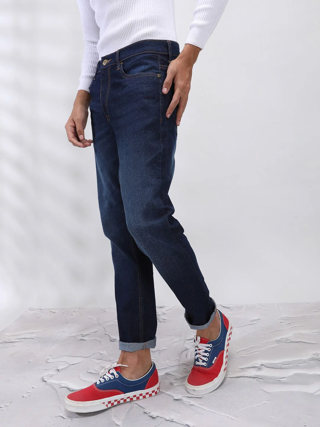 The Indian Garage Co Men Blue Slim Fit Mid-Rise Clean Look Jeans - Image 3