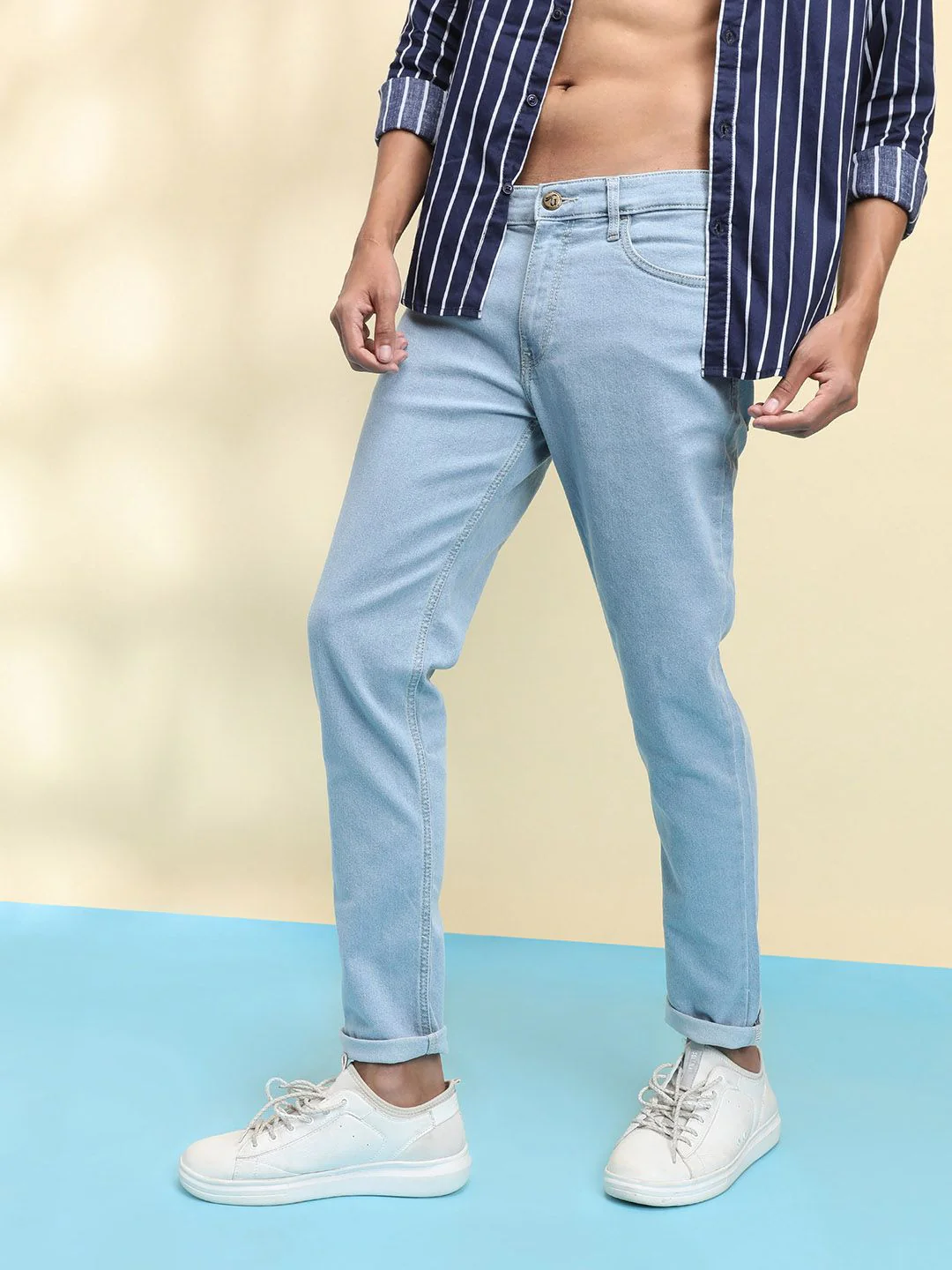 The Indian Garage Co Men Blue Slim Fit Mid-Rise Clean Look Stretchable Jeans - Image 3