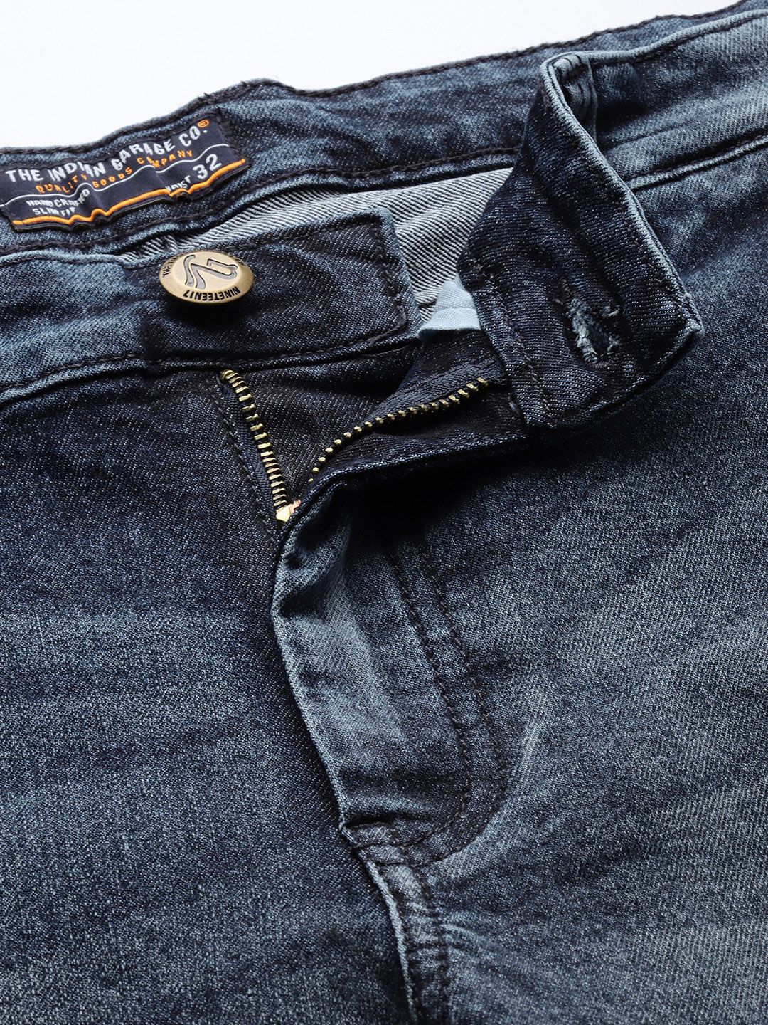 The Indian Garage Co Men Blue Slim Fit Mildly Distressed Light Fade Stretchable Jeans - Image 4