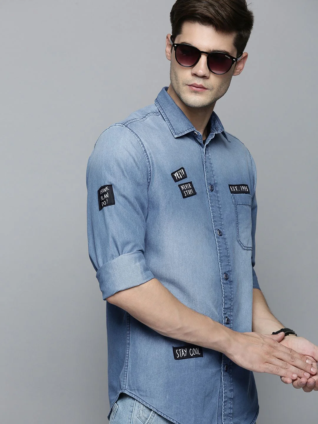 The Indian Garage Co Men Blue Slim Fit Opaque Printed Casual Shirt
