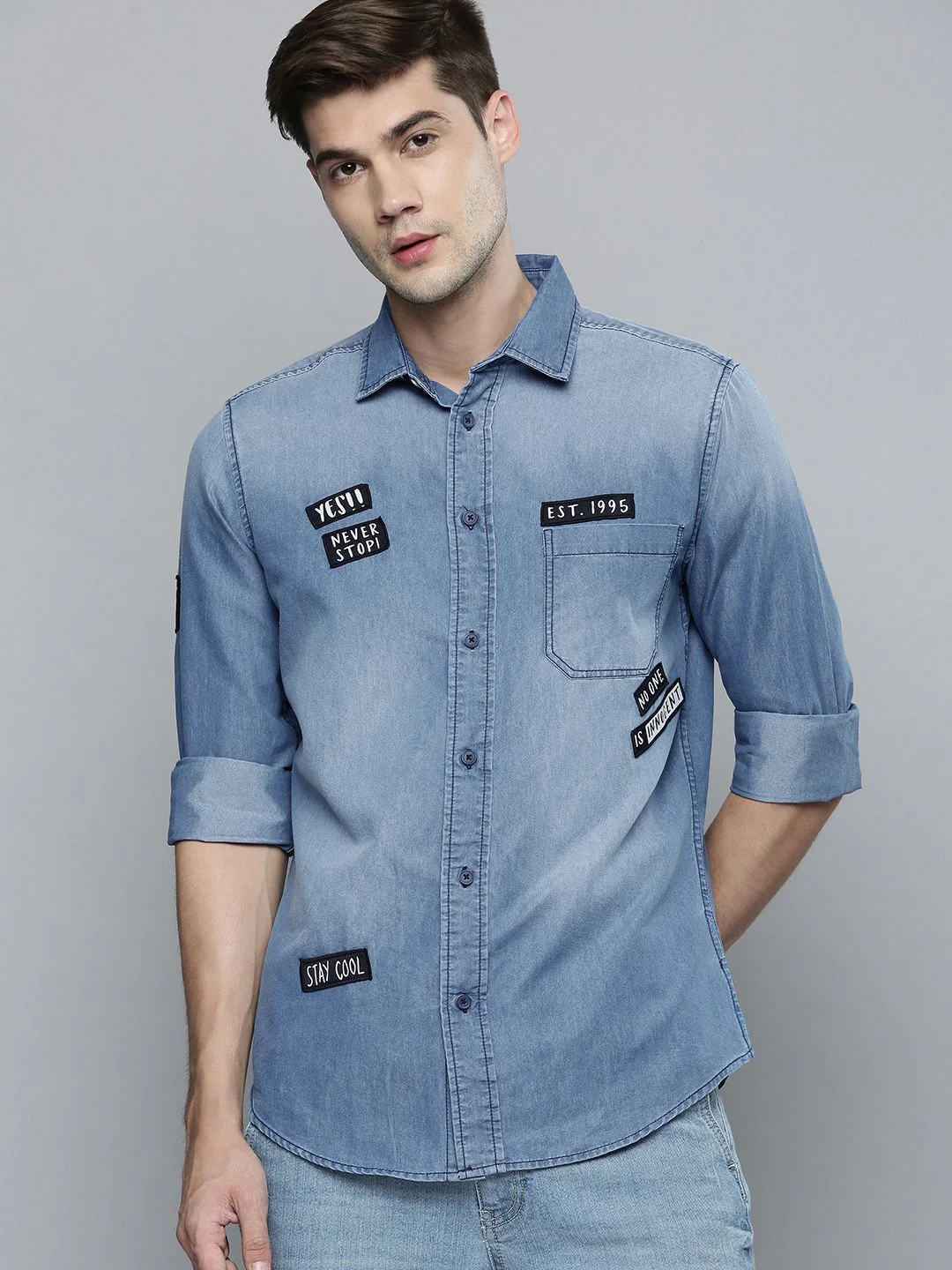 The Indian Garage Co Men Blue Slim Fit Opaque Printed Casual Shirt - Image 5