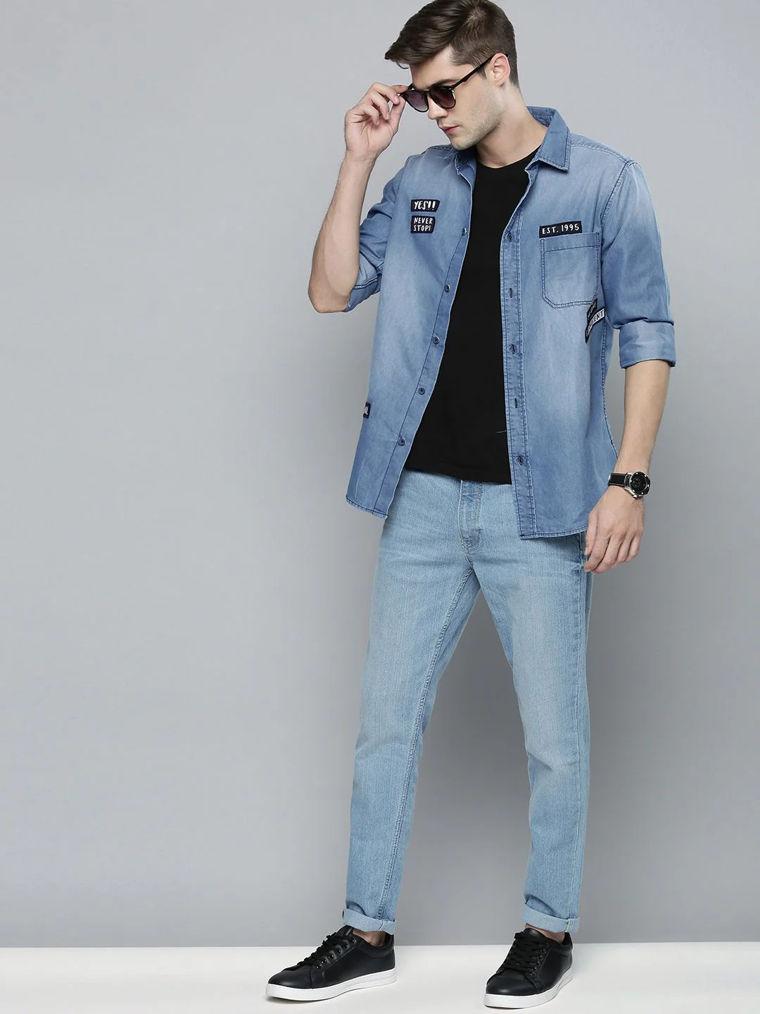 The Indian Garage Co Men Blue Slim Fit Opaque Printed Casual Shirt - Image 6