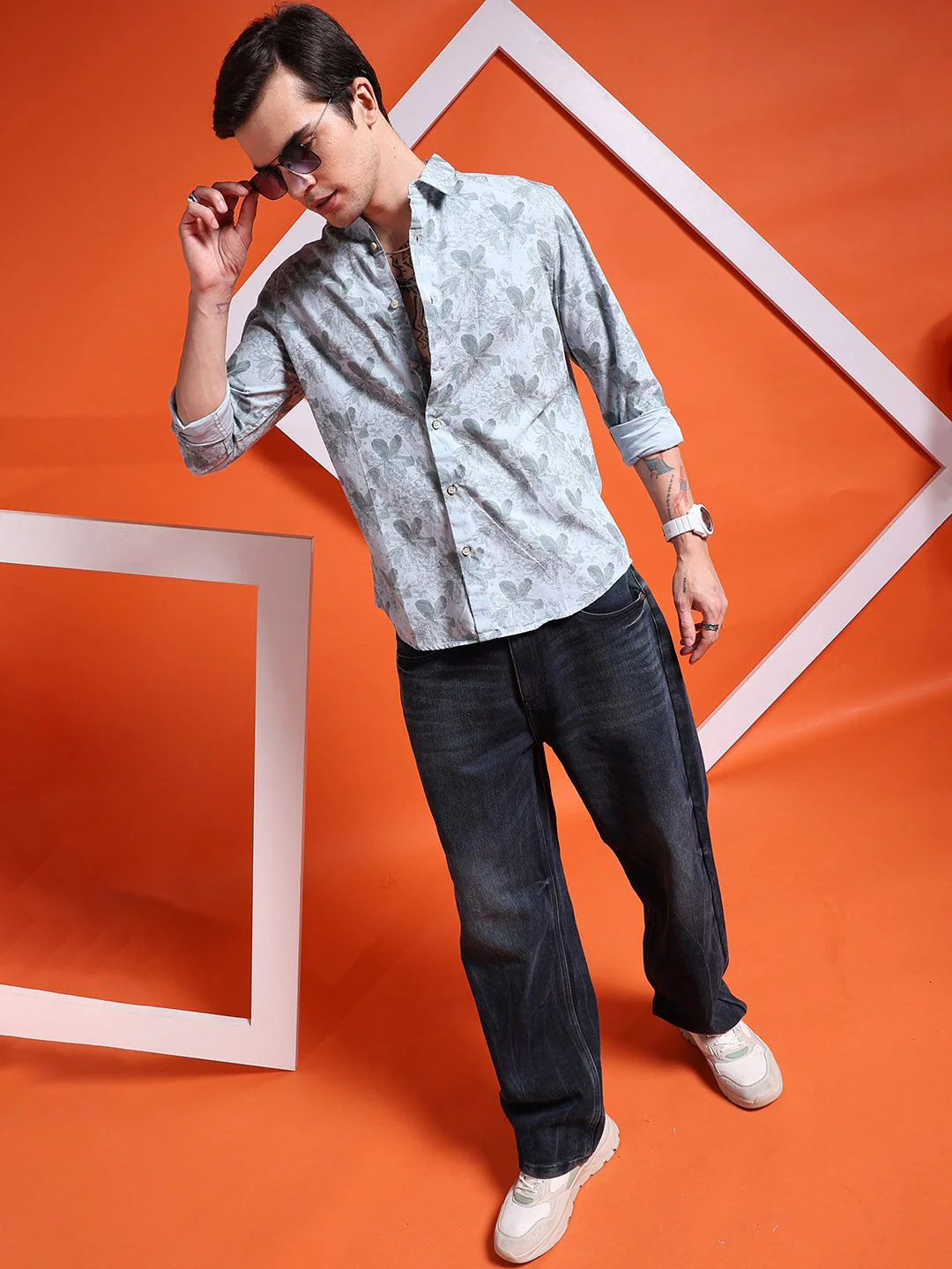 The Indian Garage Co Men Blue Slim Fit Printed Casual Shirt - Image 6