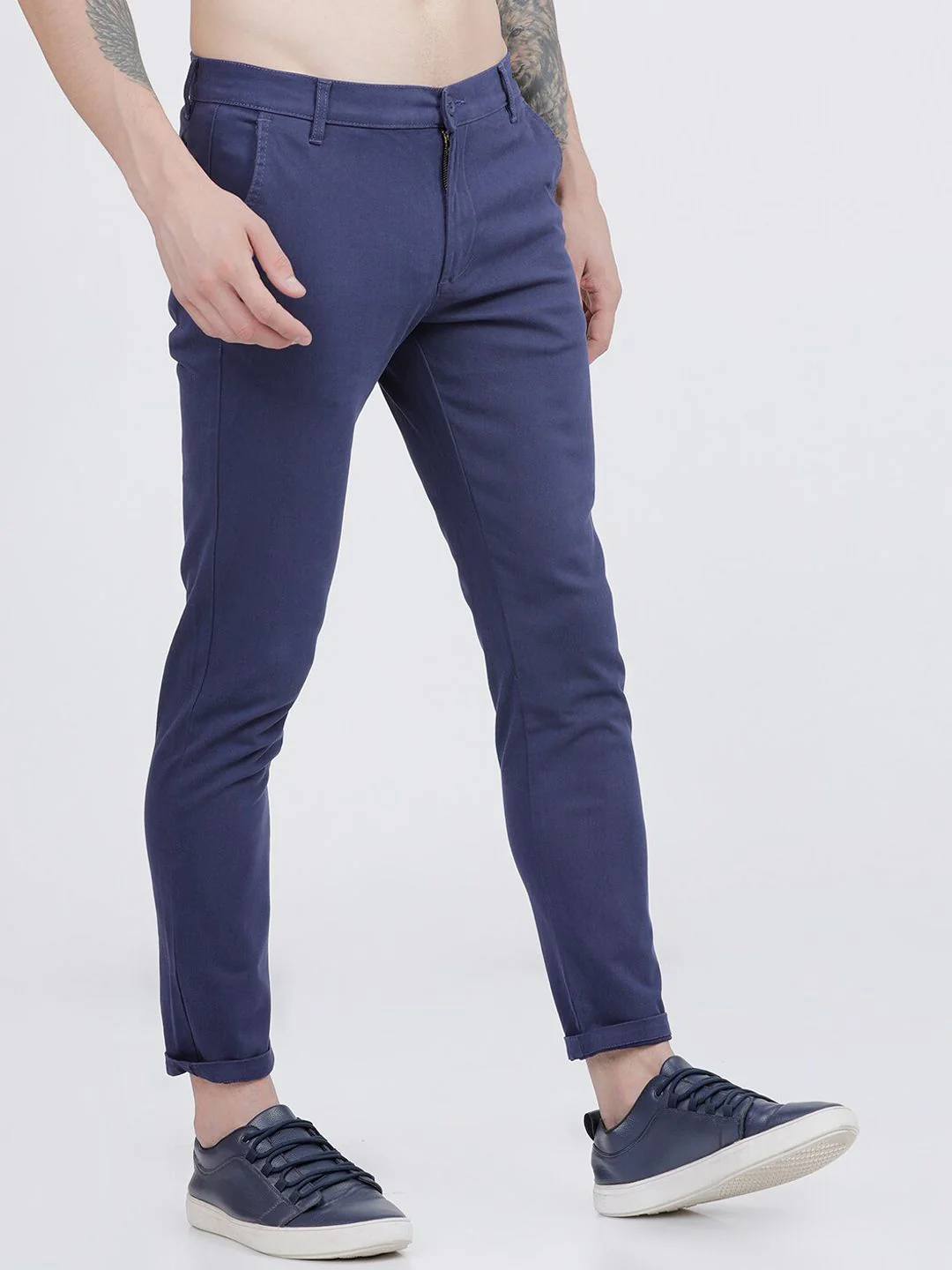 The Indian Garage Co Men Blue Slim Fit Regular Trousers - Image 2