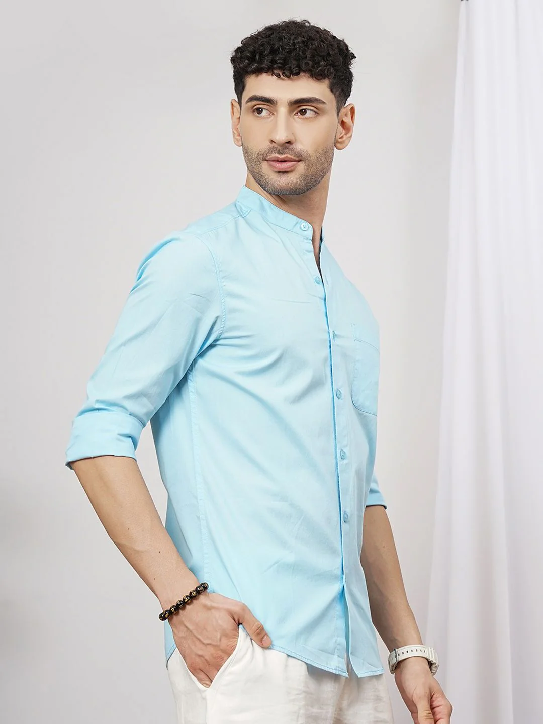 The Indian Garage Co Men Blue Solid Casual Shirt - Image 3