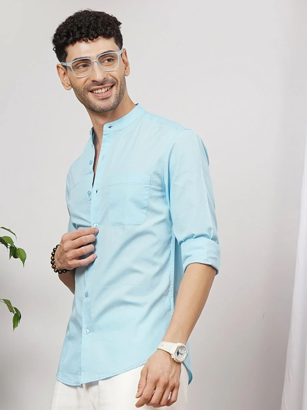 The Indian Garage Co Men Blue Solid Casual Shirt - Image 5