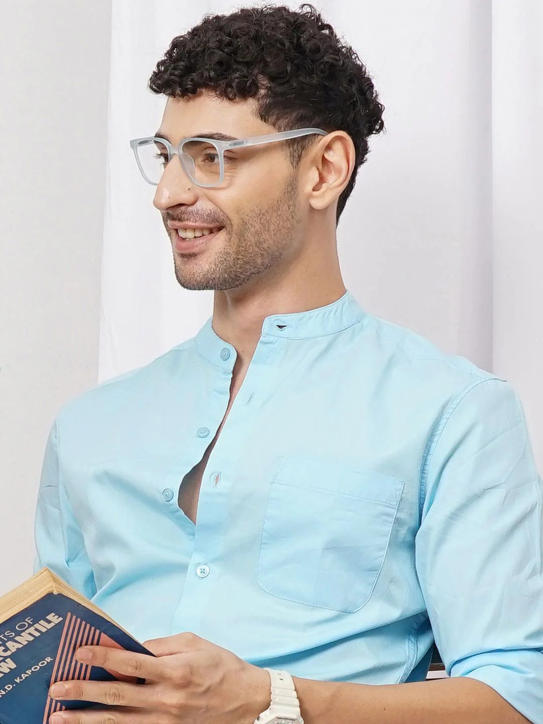 The Indian Garage Co Men Blue Solid Casual Shirt - Image 7