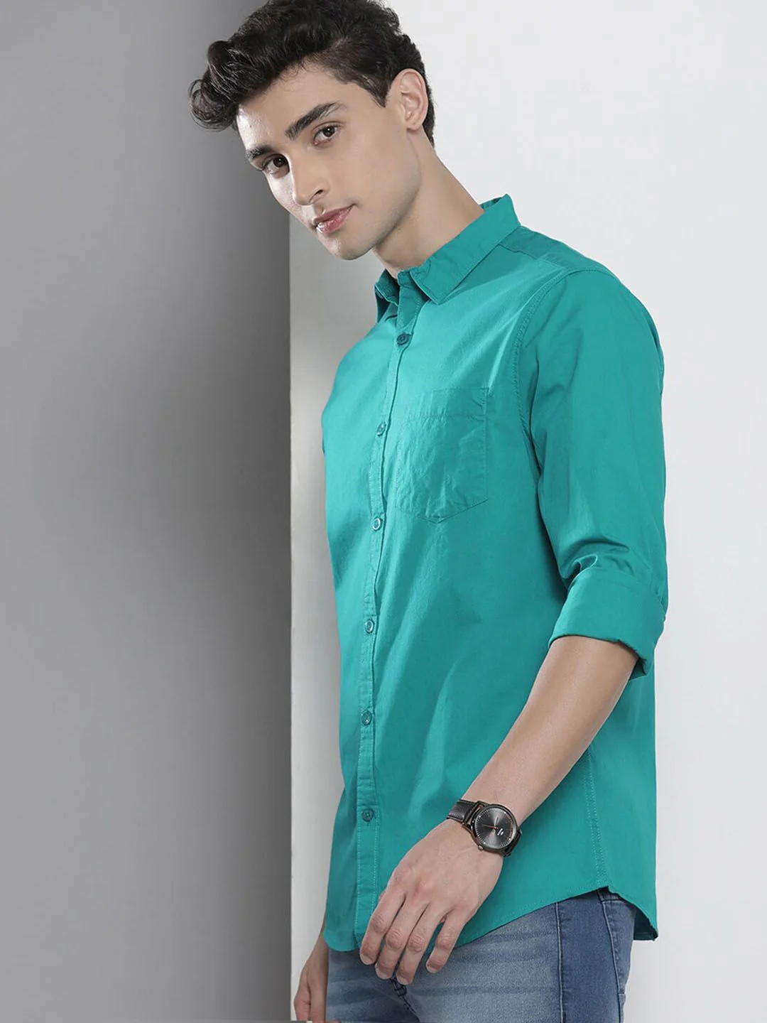 The Indian Garage Co Men Blue Solid Casual Shirt - Image 5