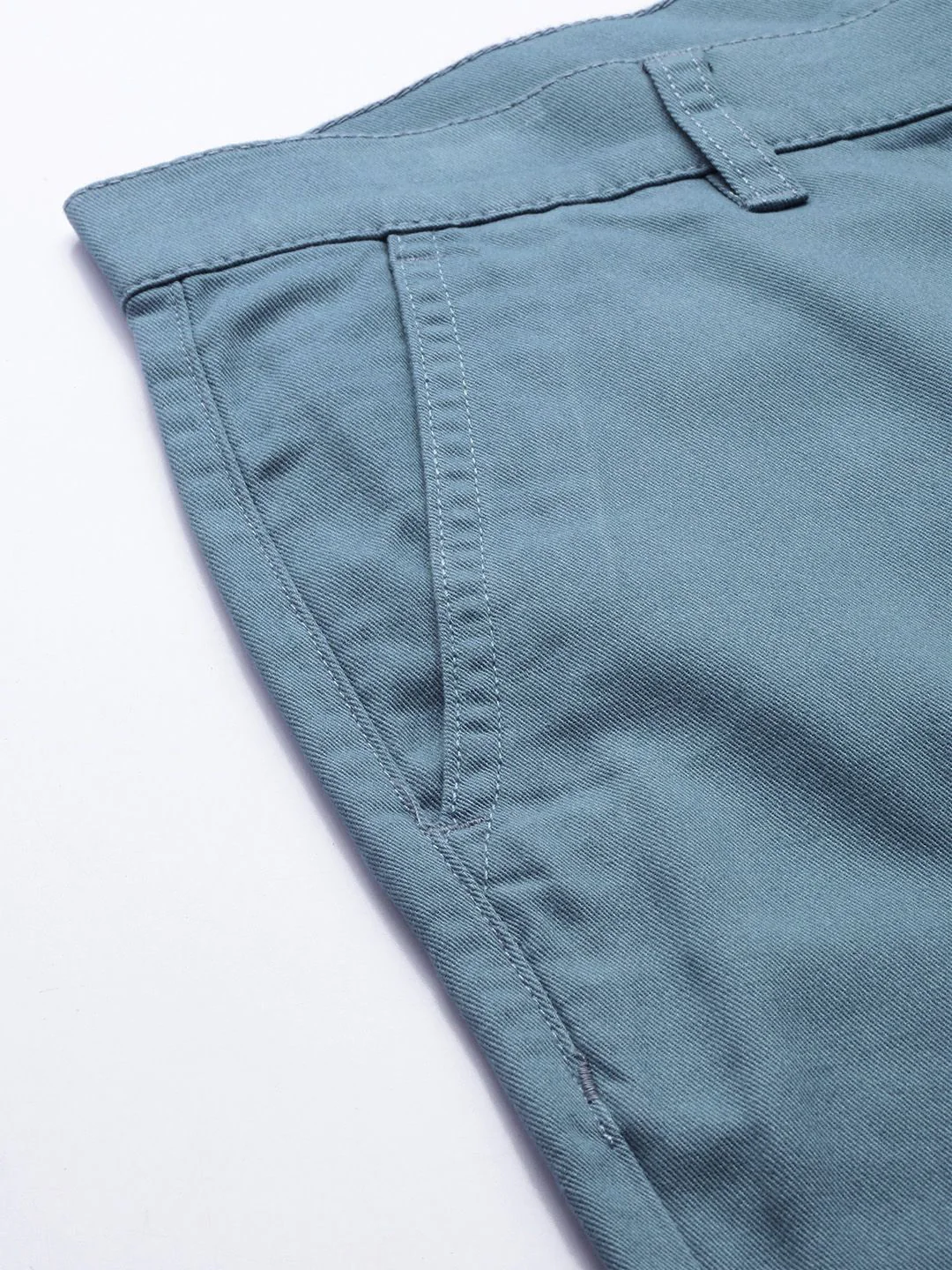 The Indian Garage Co Men Blue Solid Chinos Trousers - Image 6