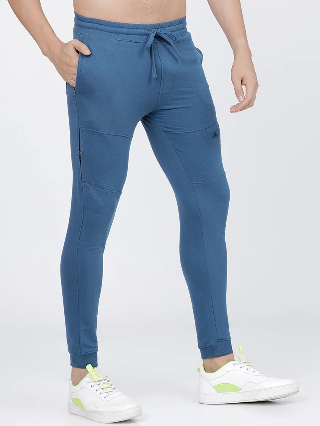 The Indian Garage Co Men Blue Solid Slim-Fit Joggers - Image 2