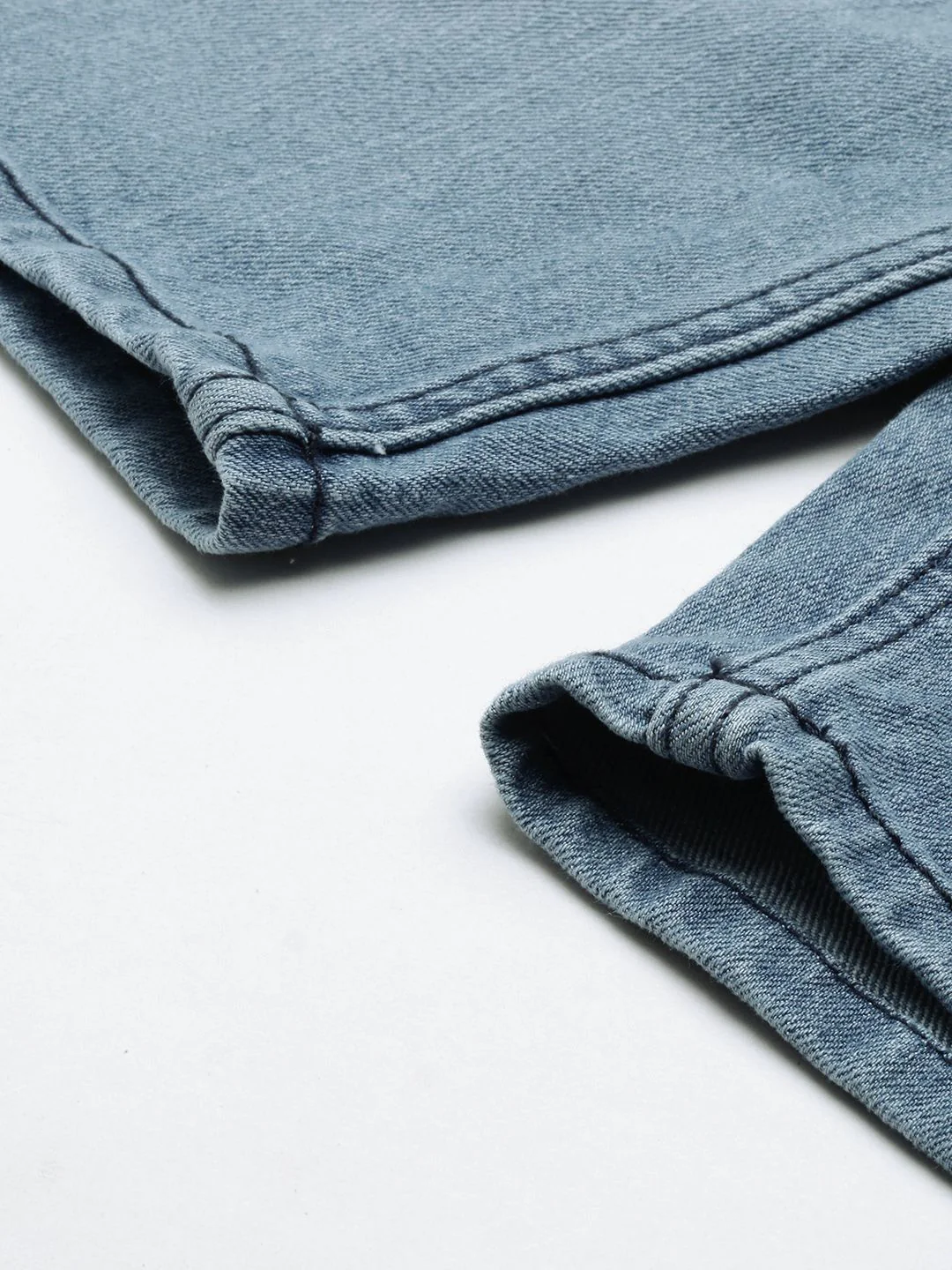The Indian Garage Co Men Blue Washed Slim Fit Denim Shorts - Image 7