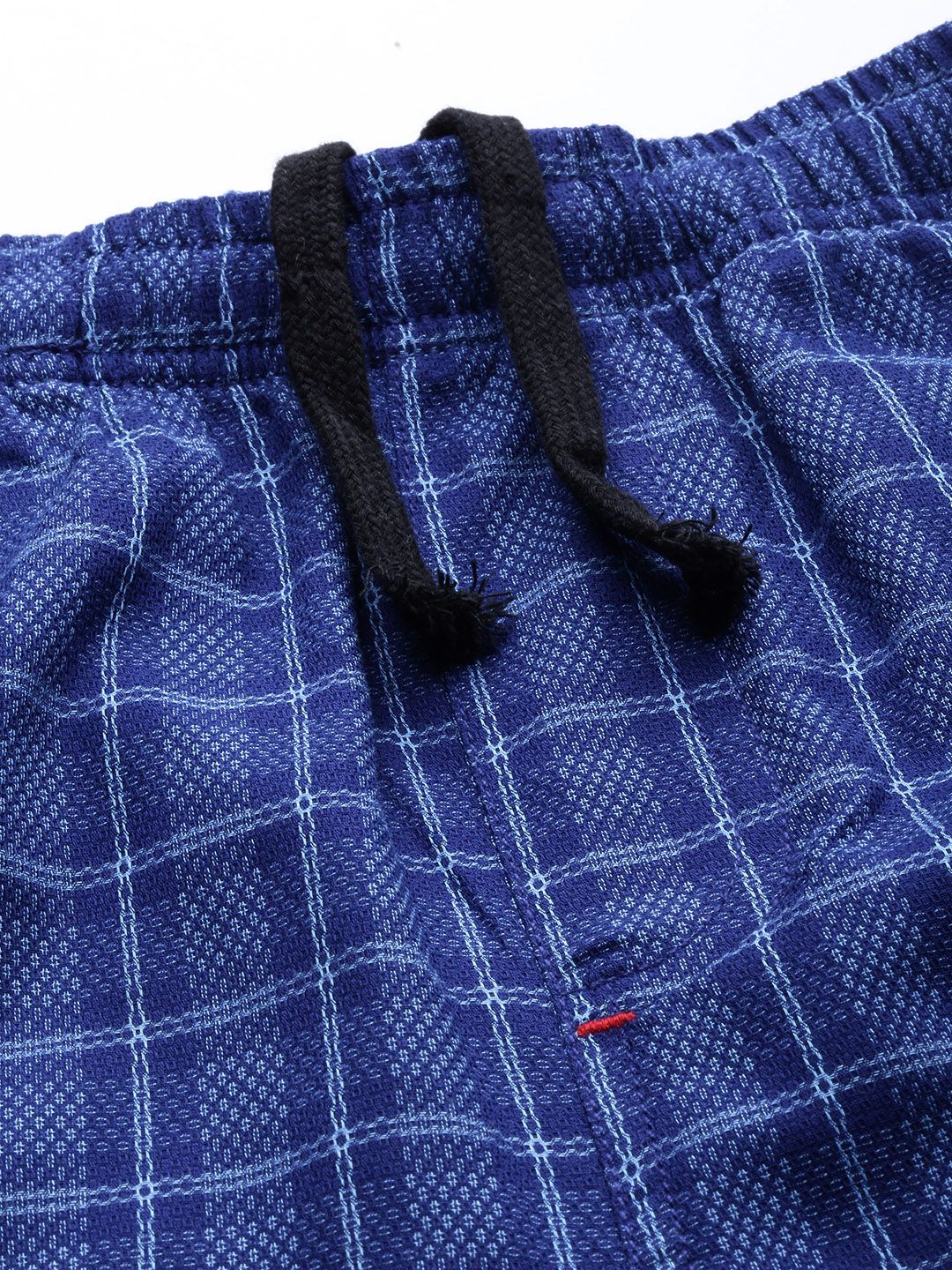 The Indian Garage Co Men Blue & White Checked Lounge Shorts - Image 5