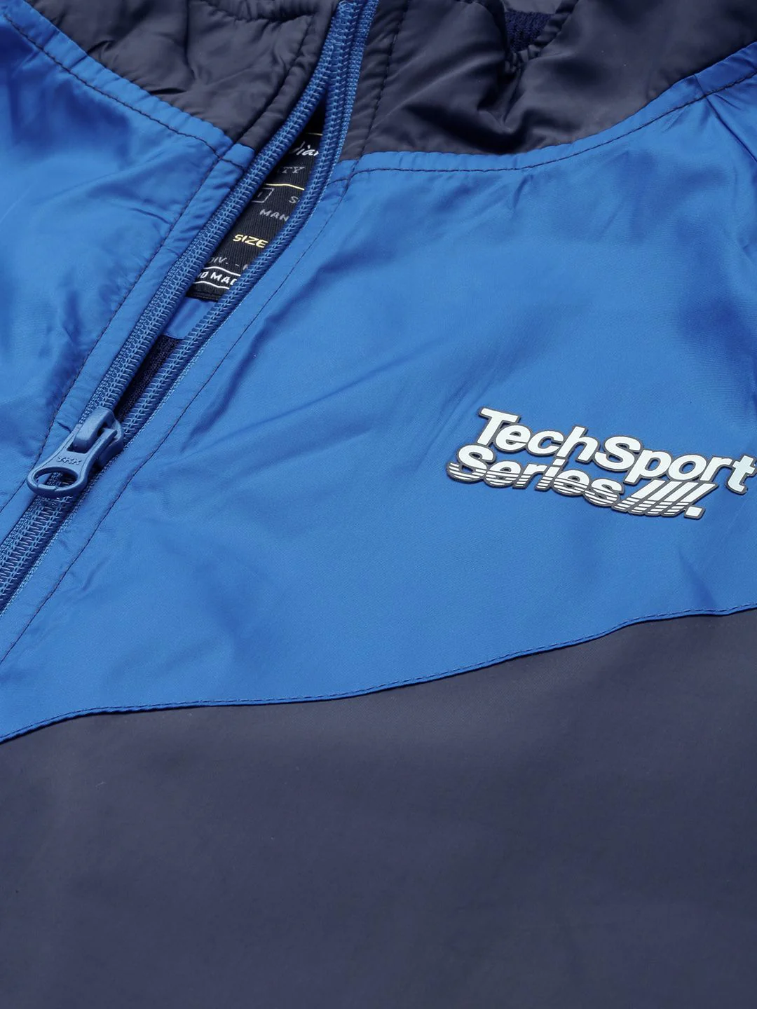 The Indian Garage Co Men Blue & White Colourblocked Windcheater Jacket - Image 2