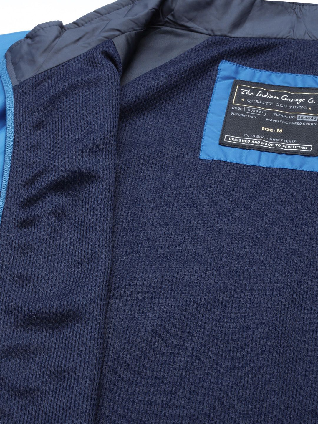 The Indian Garage Co Men Blue & White Colourblocked Windcheater Jacket - Image 7