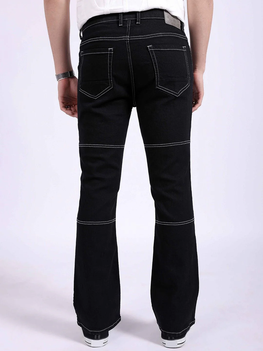 The Indian Garage Co Men Bootcut Contrast Stitch Mid Rise Cotton Jeans - Image 3