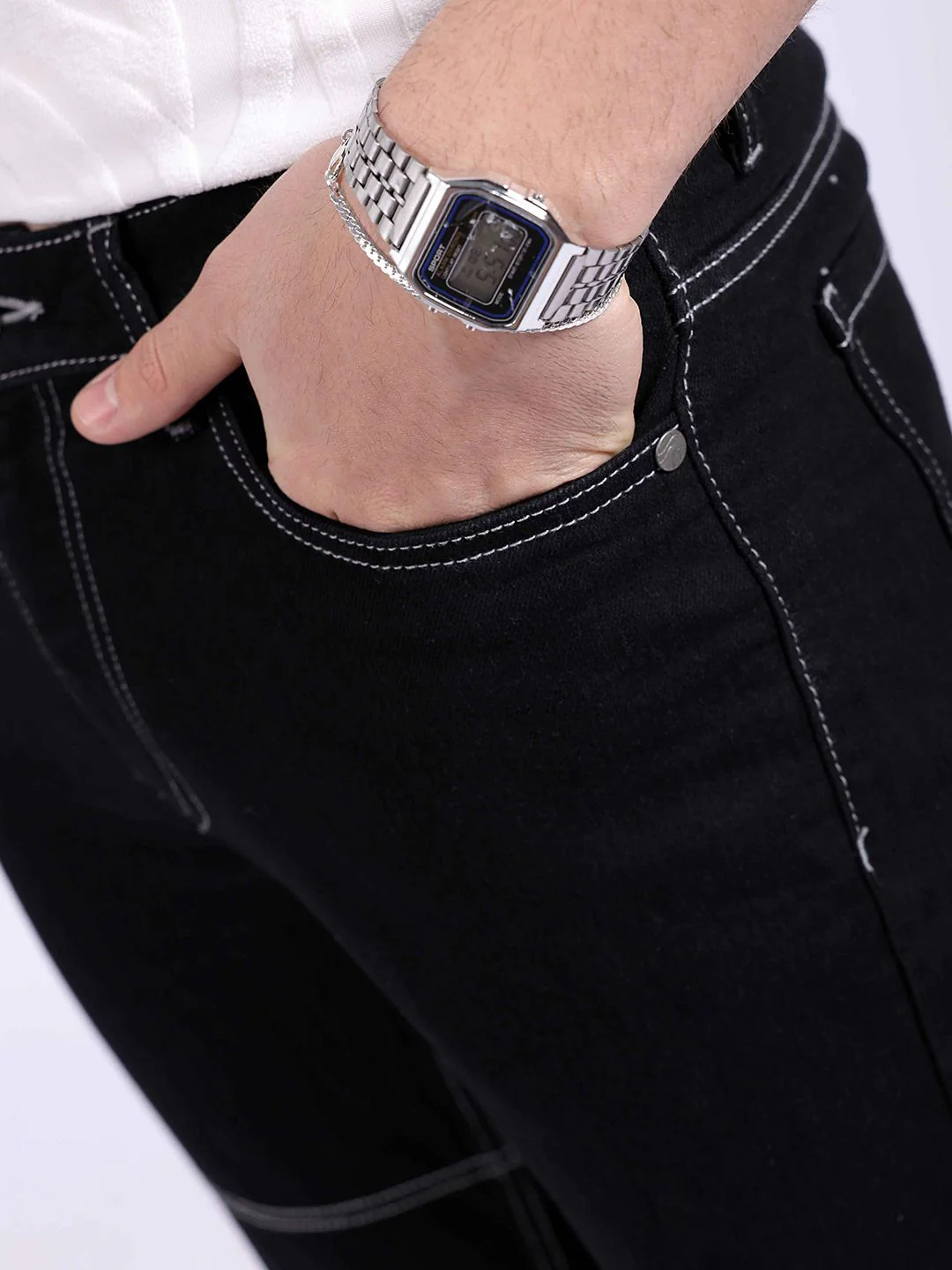 The Indian Garage Co Men Bootcut Contrast Stitch Mid Rise Cotton Jeans - Image 6
