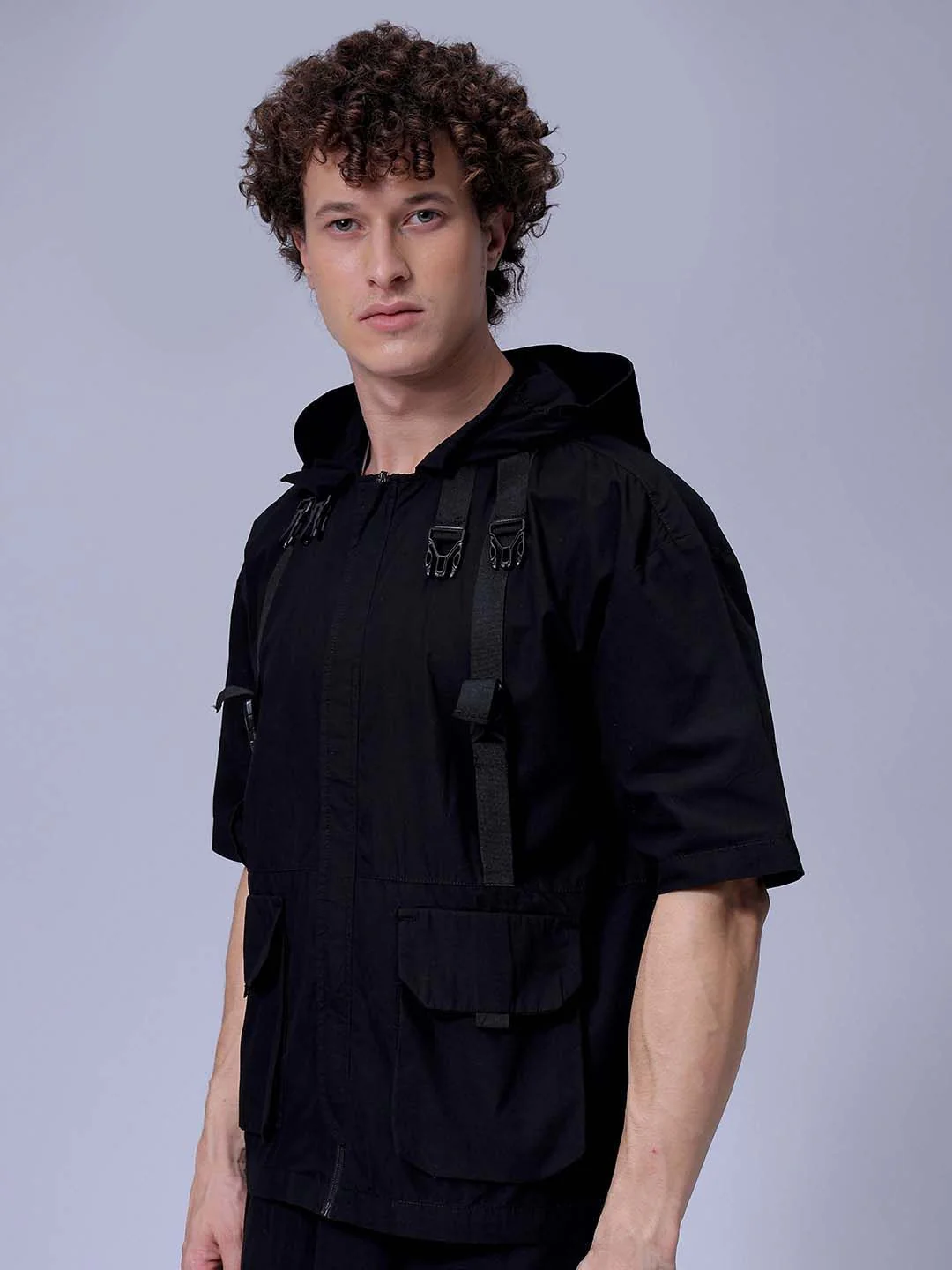The Indian Garage Co Men Boxy Fit Hood Solid Cotton Casual Shirt - Image 4