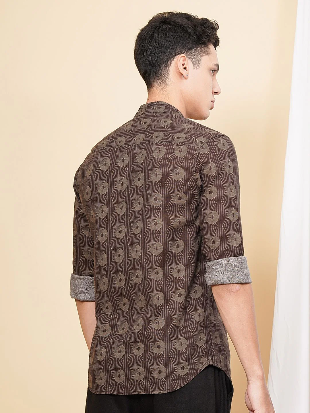 The Indian Garage Co Men Brown & Green Printed Cotton Casual Shirt - Image 5