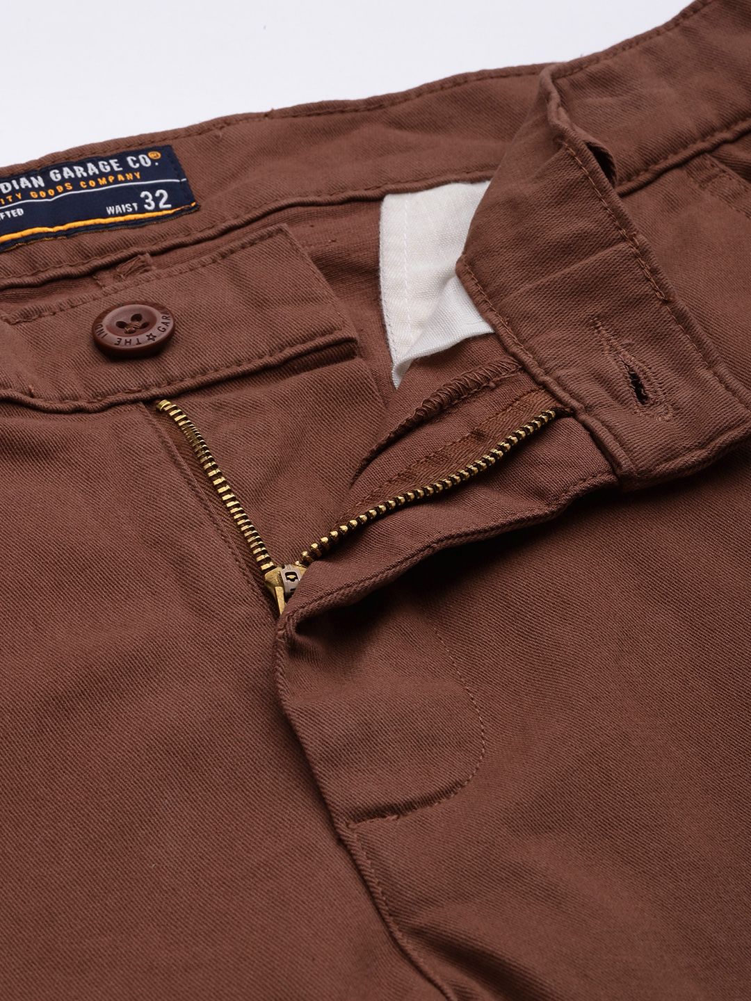 The Indian Garage Co Men Brown Slim Fit Cargos Trousers - Image 4