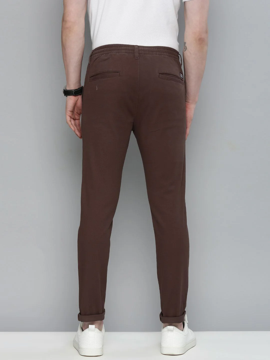 The Indian Garage Co Men Brown Slim Fit Chinos Trousers - Image 3