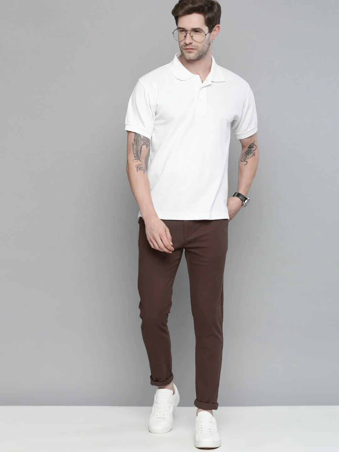 The Indian Garage Co Men Brown Slim Fit Chinos Trousers - Image 5