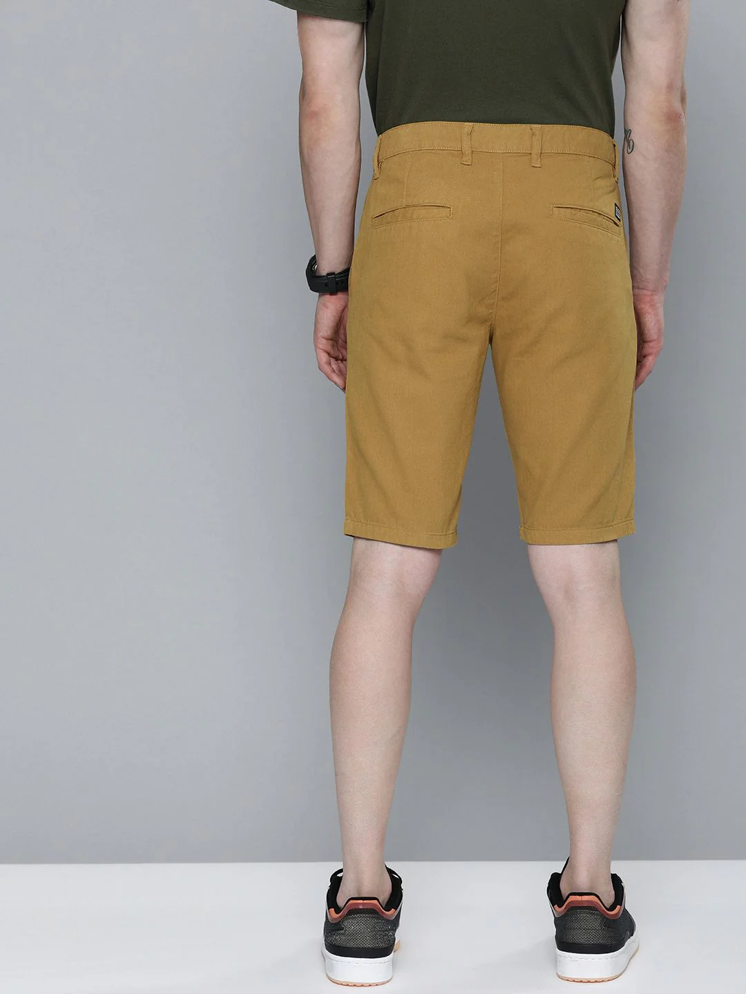 The Indian Garage Co Men Brown Slim Fit Cotton Chino Shorts - Image 3
