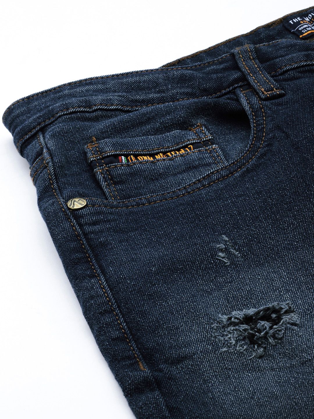 The Indian Garage Co Men Carrot Fit Low Distress Light Fade Jeans - Image 6