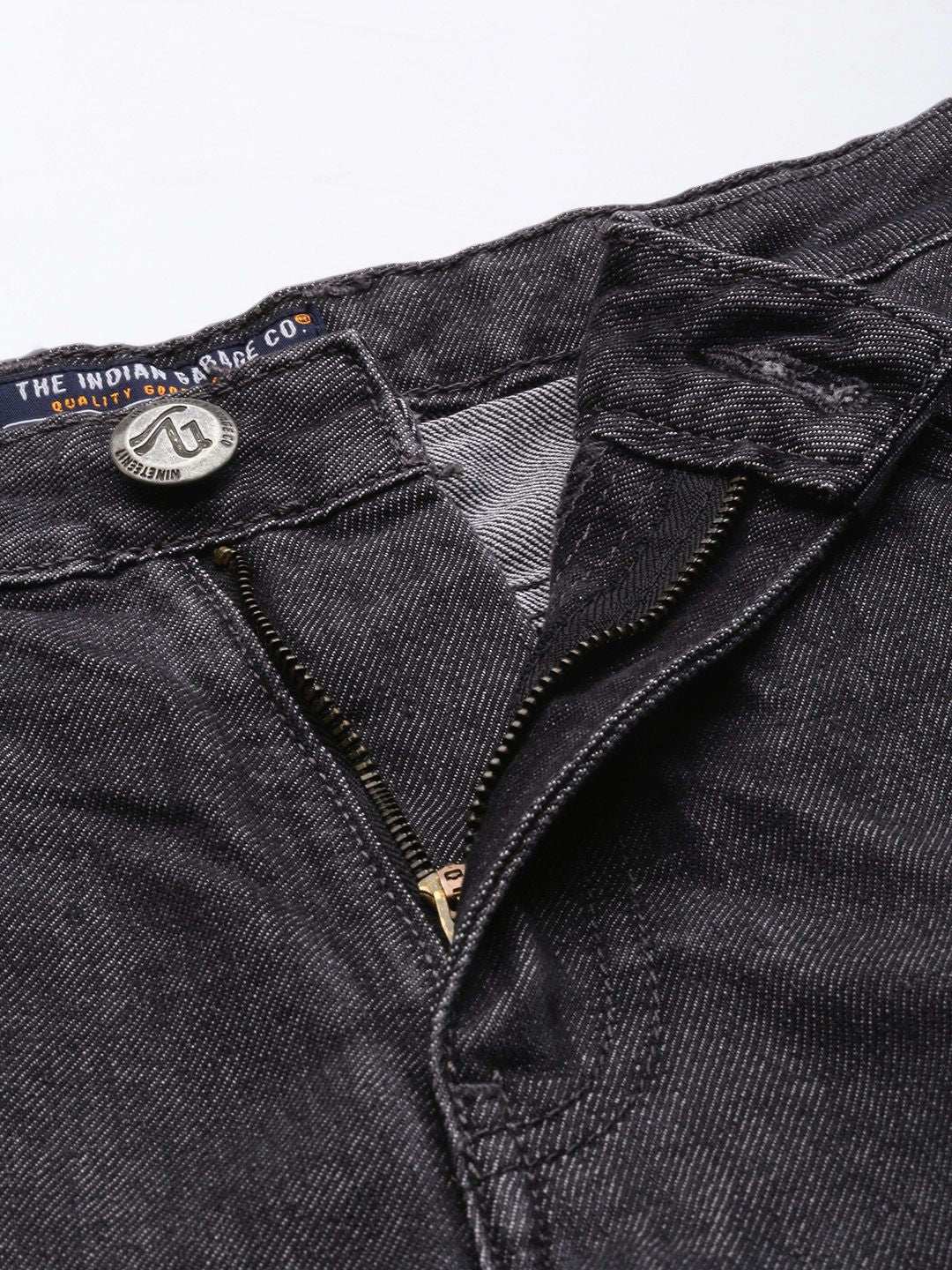 The Indian Garage Co Men Charcoal Grey Mildly Distressed Stretchable Jeans - Image 4