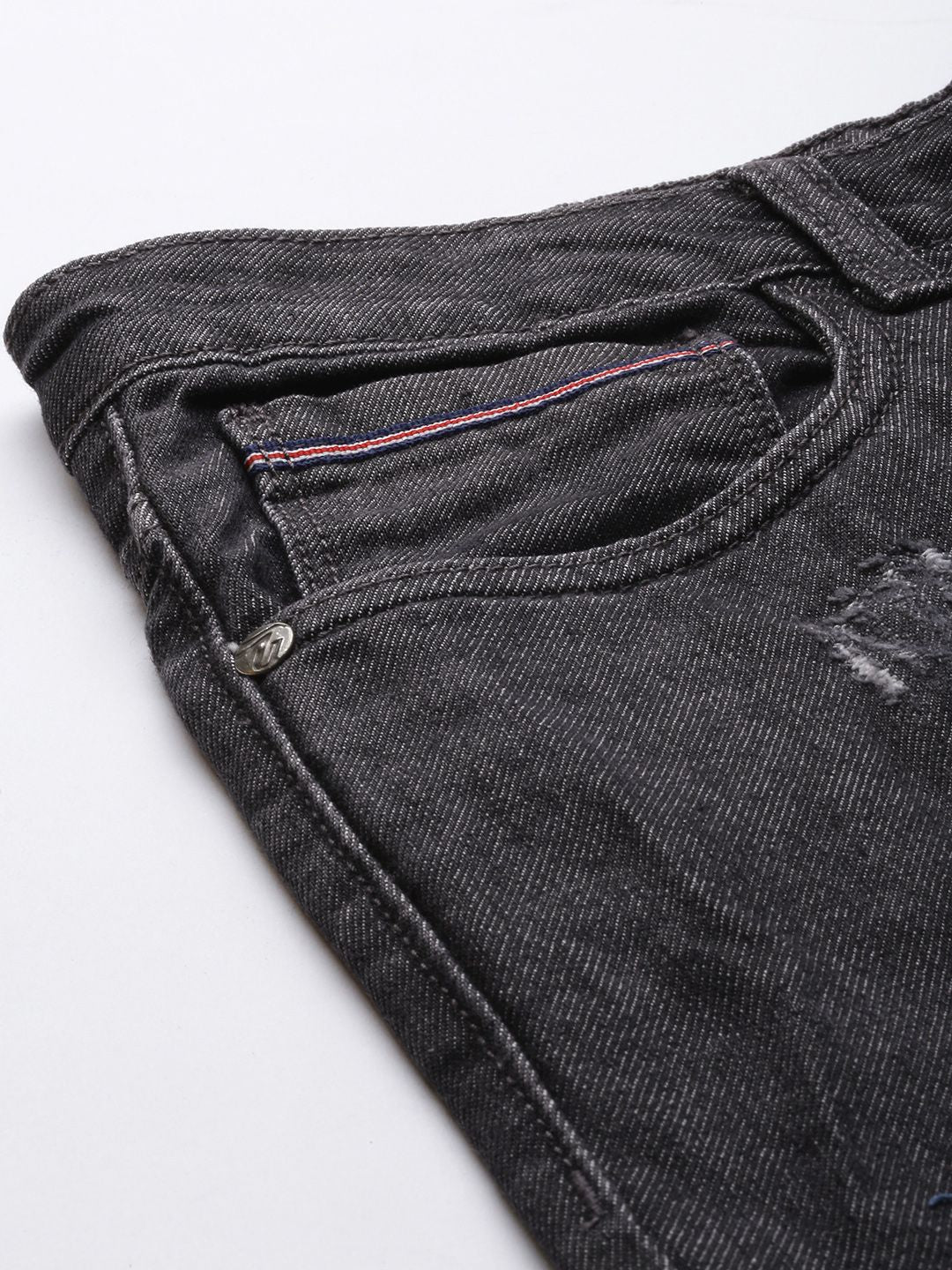 The Indian Garage Co Men Charcoal Grey Mildly Distressed Stretchable Jeans - Image 6
