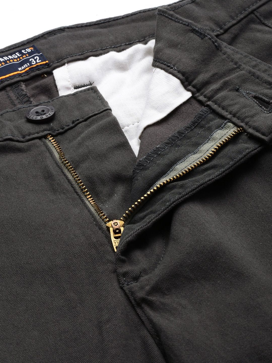 The Indian Garage Co Men Charcoal Grey Slim Fit Cargos Trousers - Image 4