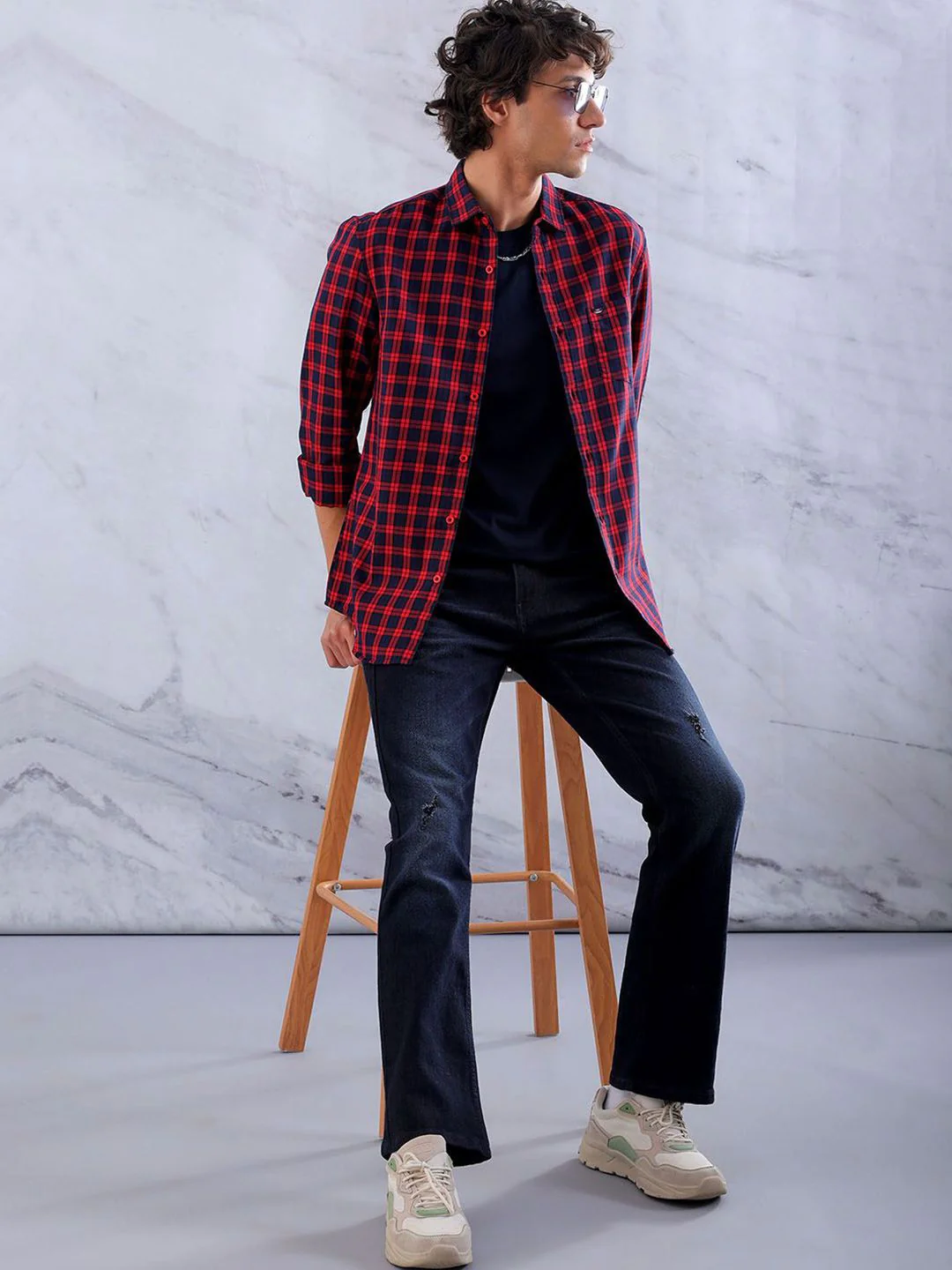 The Indian Garage Co Men Checked Slim Fit Opaque Casual Shirt - Image 6